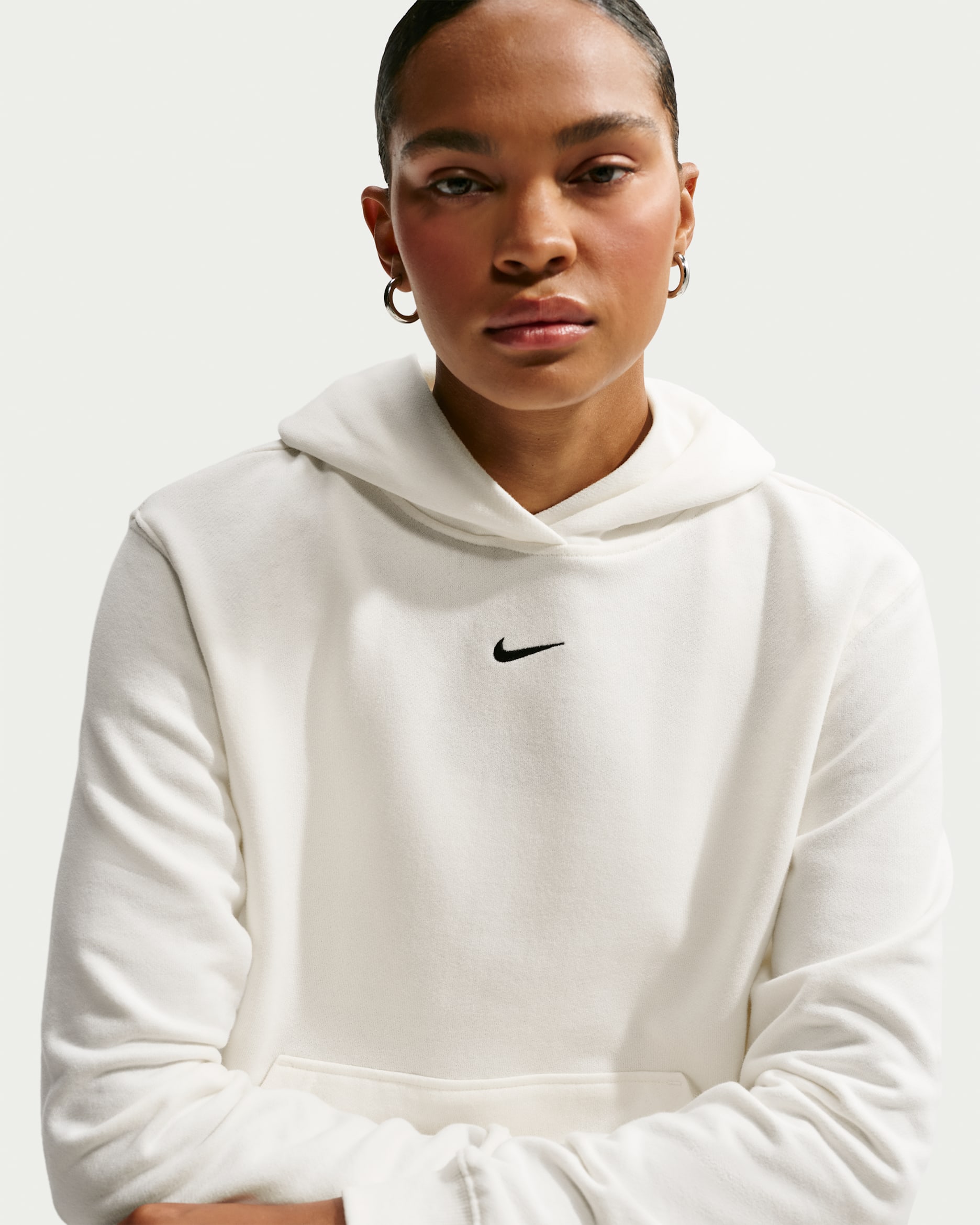 Nike Studio Fleece Lightweight 'French Terry' Women's Pullover Hoodie - Sail/Black