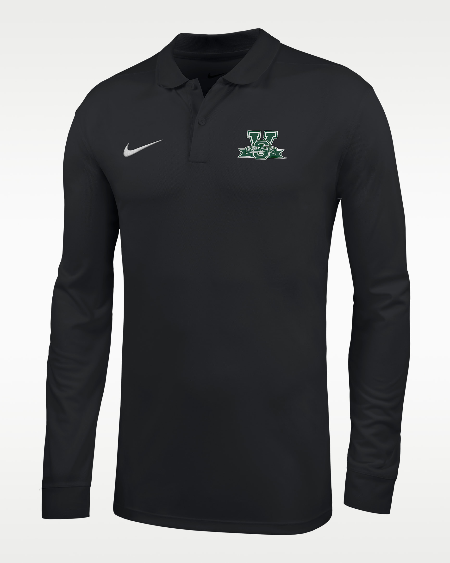 Nike College (Mississippi Valley State University) Men's Dri-FIT Long-Sleeve Polo - Black