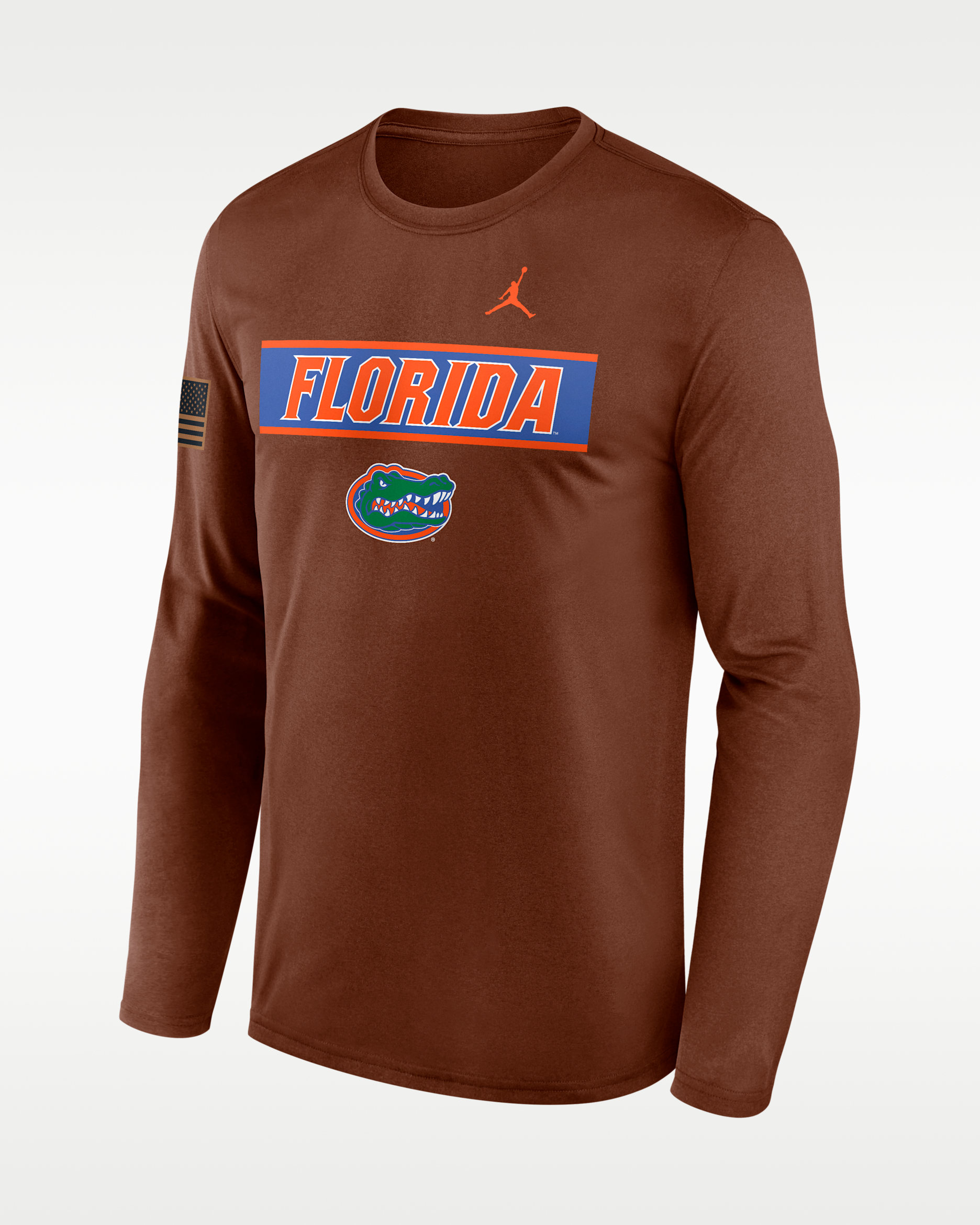 Florida 2026 Military Appreciation Legend Men's Jordan Brand Dri-FIT College Long-Sleeve T-Shirt - Brown