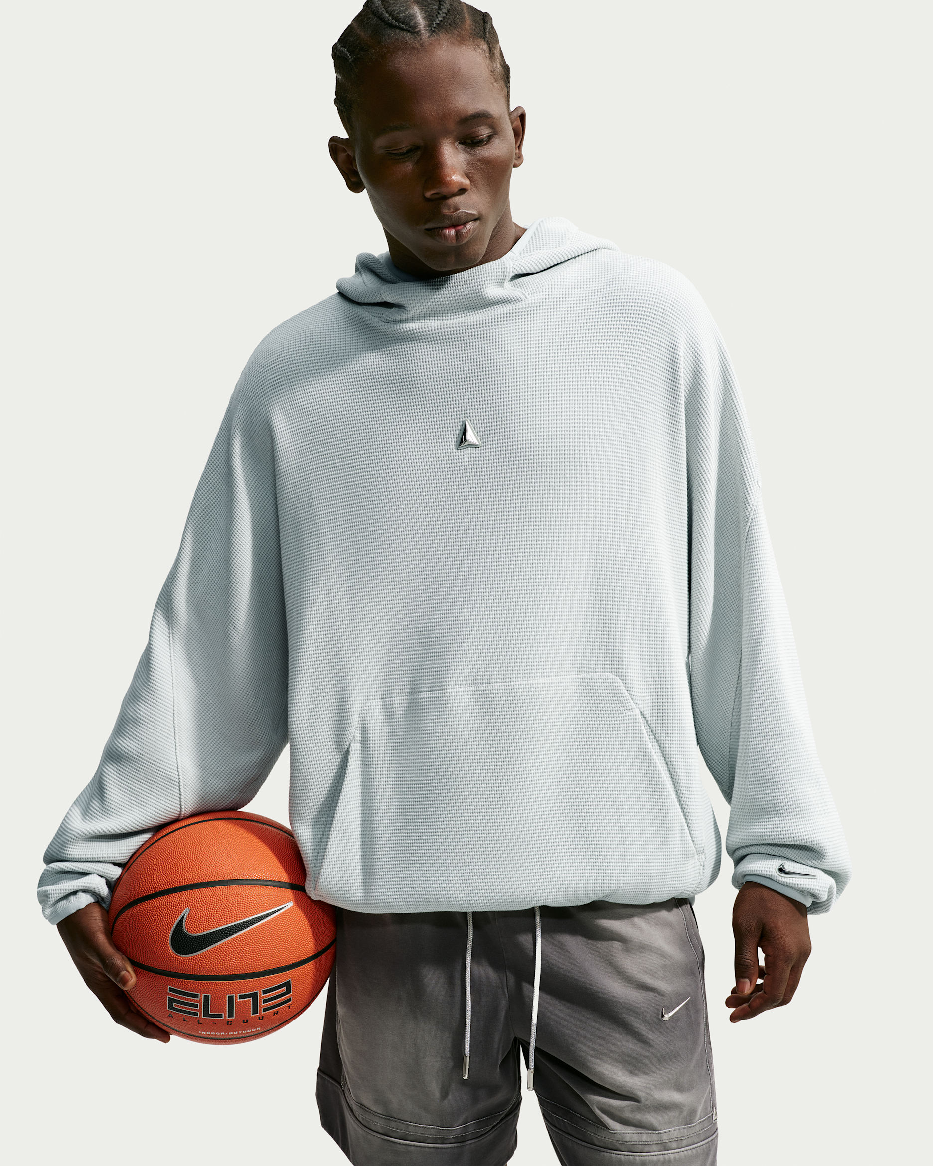 Ja Men's Pullover Basketball Hoodie - Light Silver