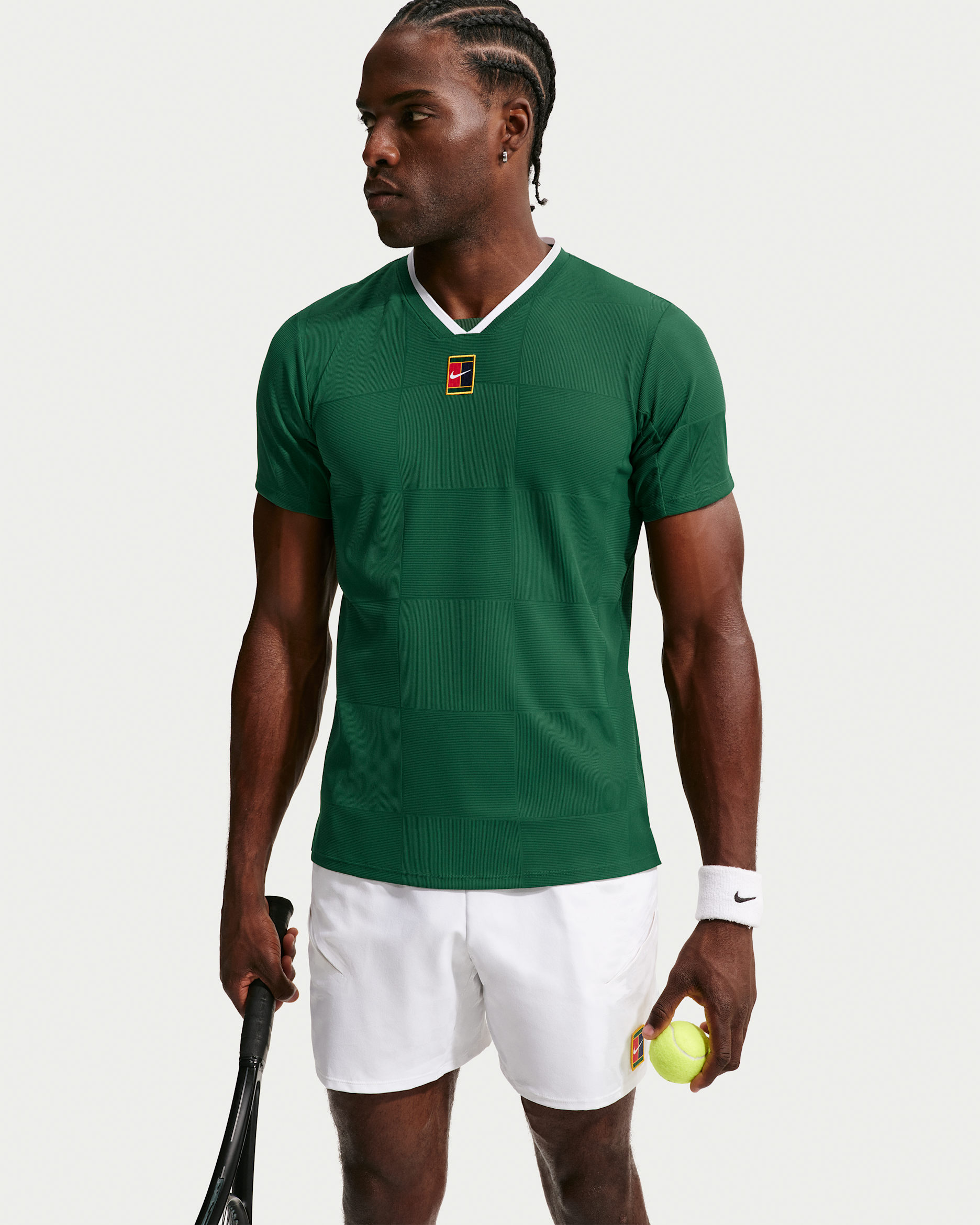 NikeCourt Slam Dri-FIT ADV-tennistrøje til mænd - Gorge Green/hvid