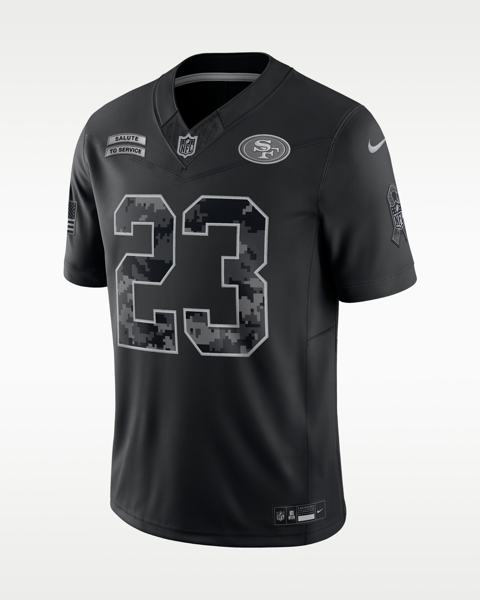 Christian McCaffrey San Francisco 49ers Salute to Service Men's Nike Dri-FIT NFL Limited Jersey - Black