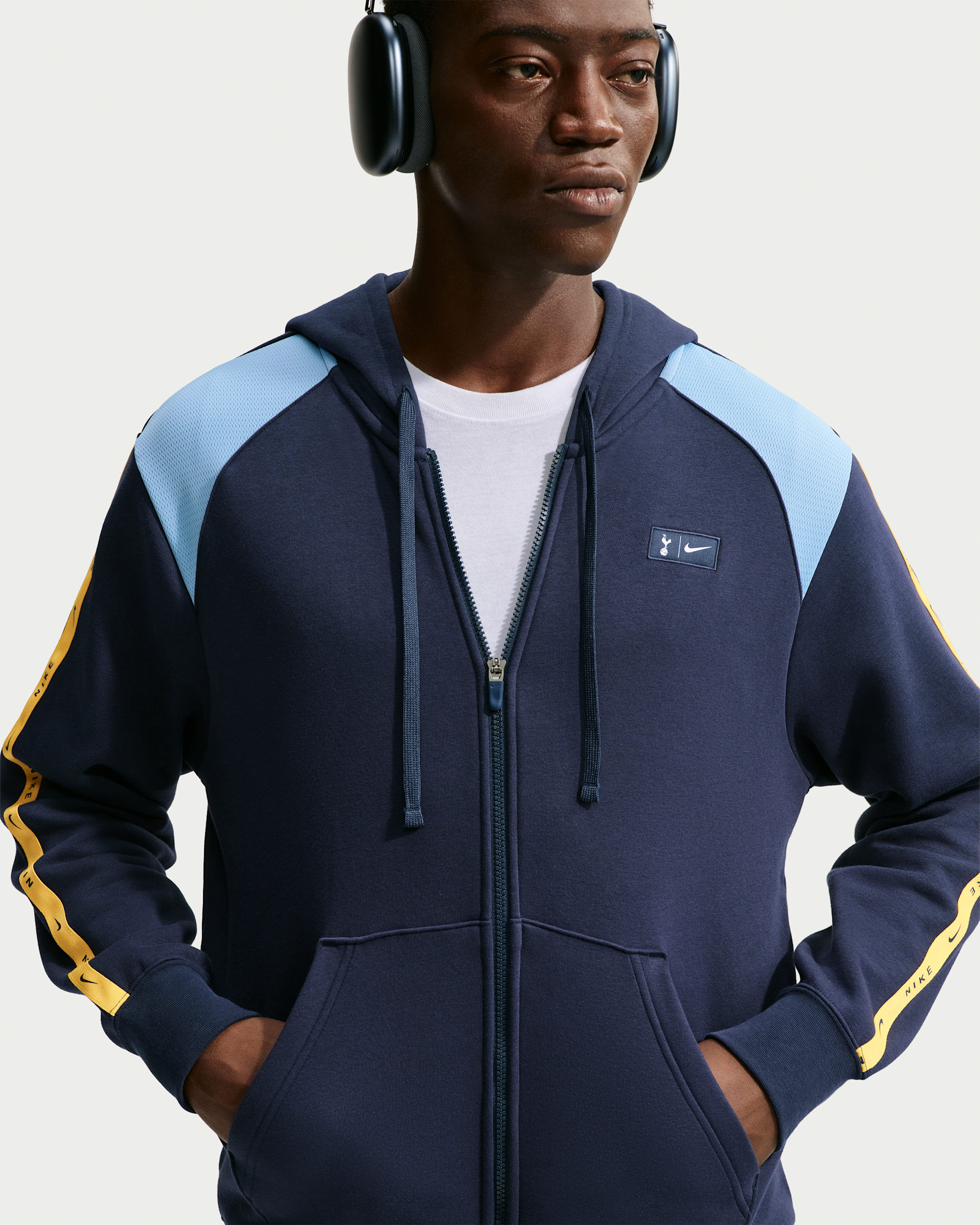 Sweat à capuche en Fleece à zip Nike Football Tottenham Hotspur City Side pour homme - Obsidian/Light Blue/Blanc
