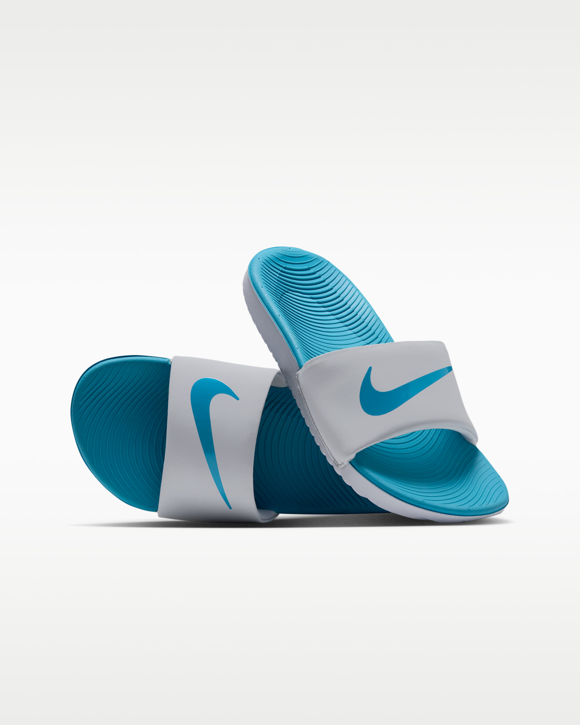 Nike Kawa Younger/Older Kids' Slides - Wolf Grey/White/Light Current Blue