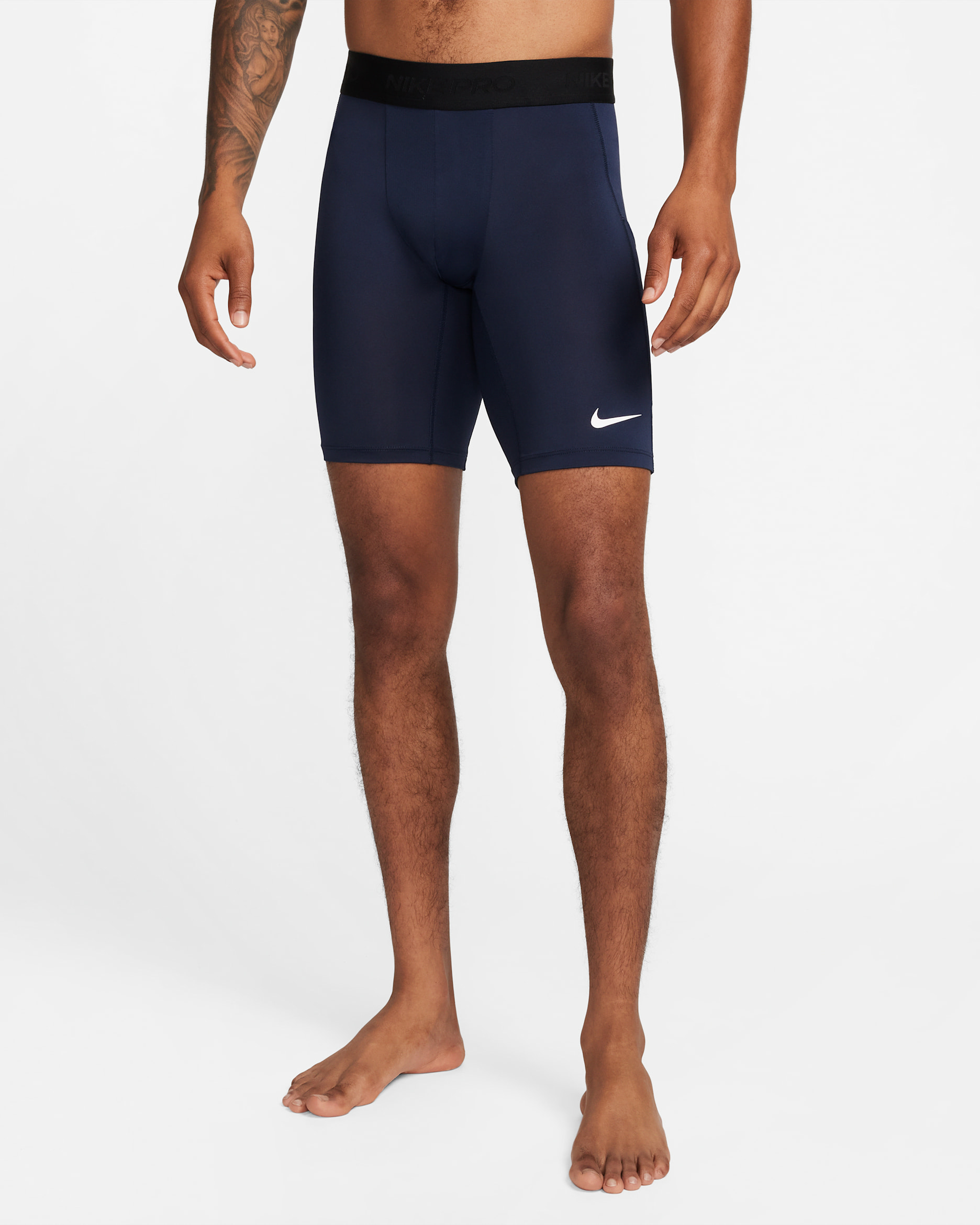 Shorts de fitness Dri-FIT largos para hombre Nike Pro - Obsidiana/Blanco