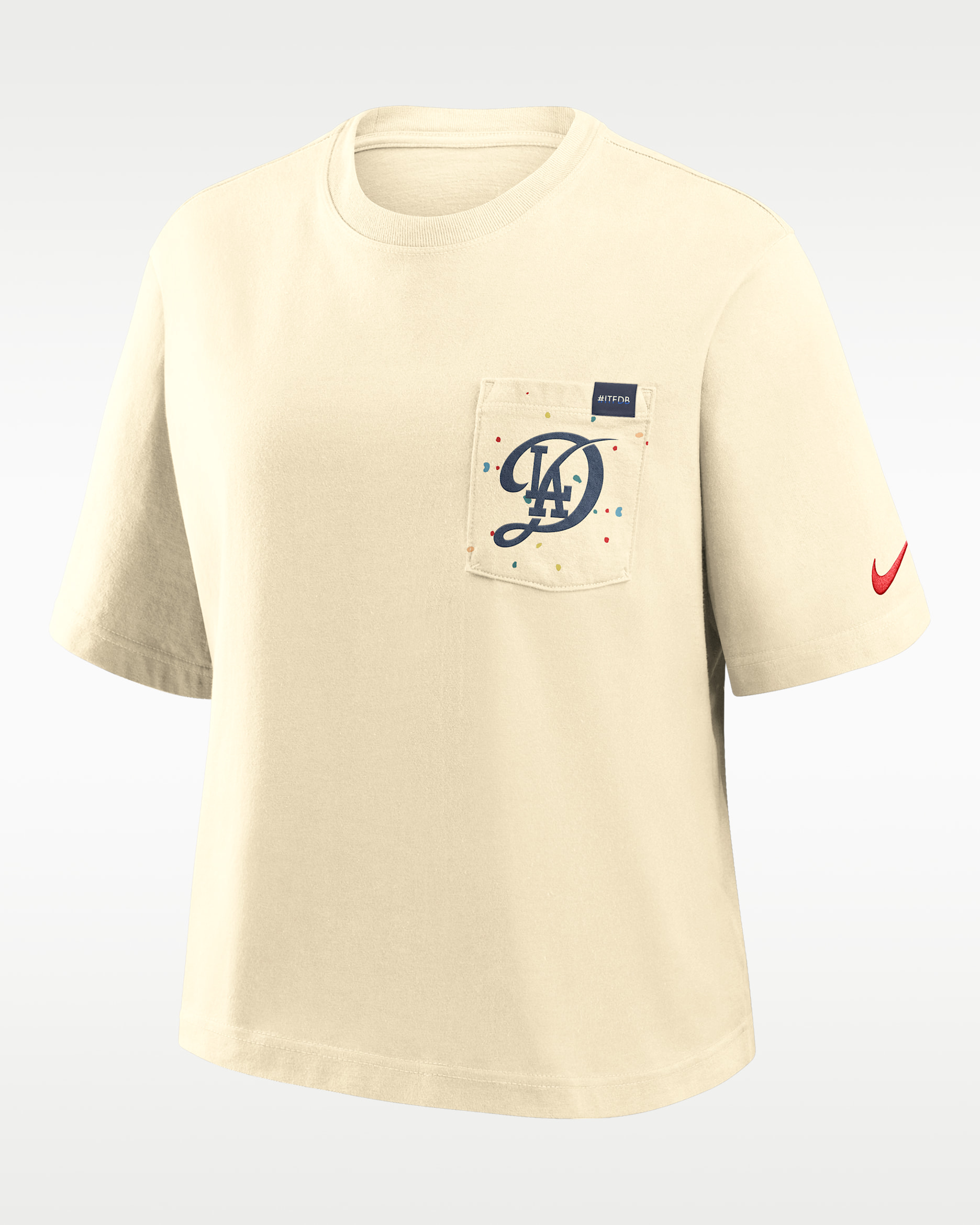 Los Angeles Dodgers City Connect Pocket Boxy Women's Nike MLB T-Shirt - Cream