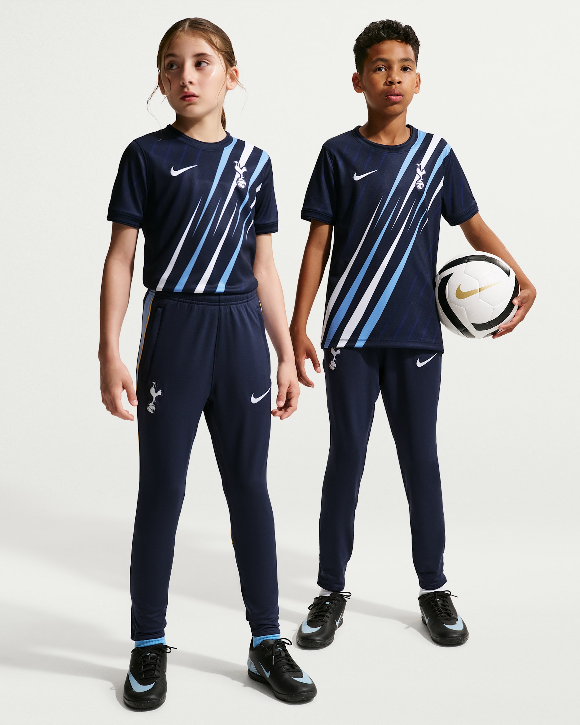 Fotbollsbyxor Tottenham Hotspur Strike Nike Dri-FIT i stickat material för ungdom - Obsidian/Light Blue/Vit