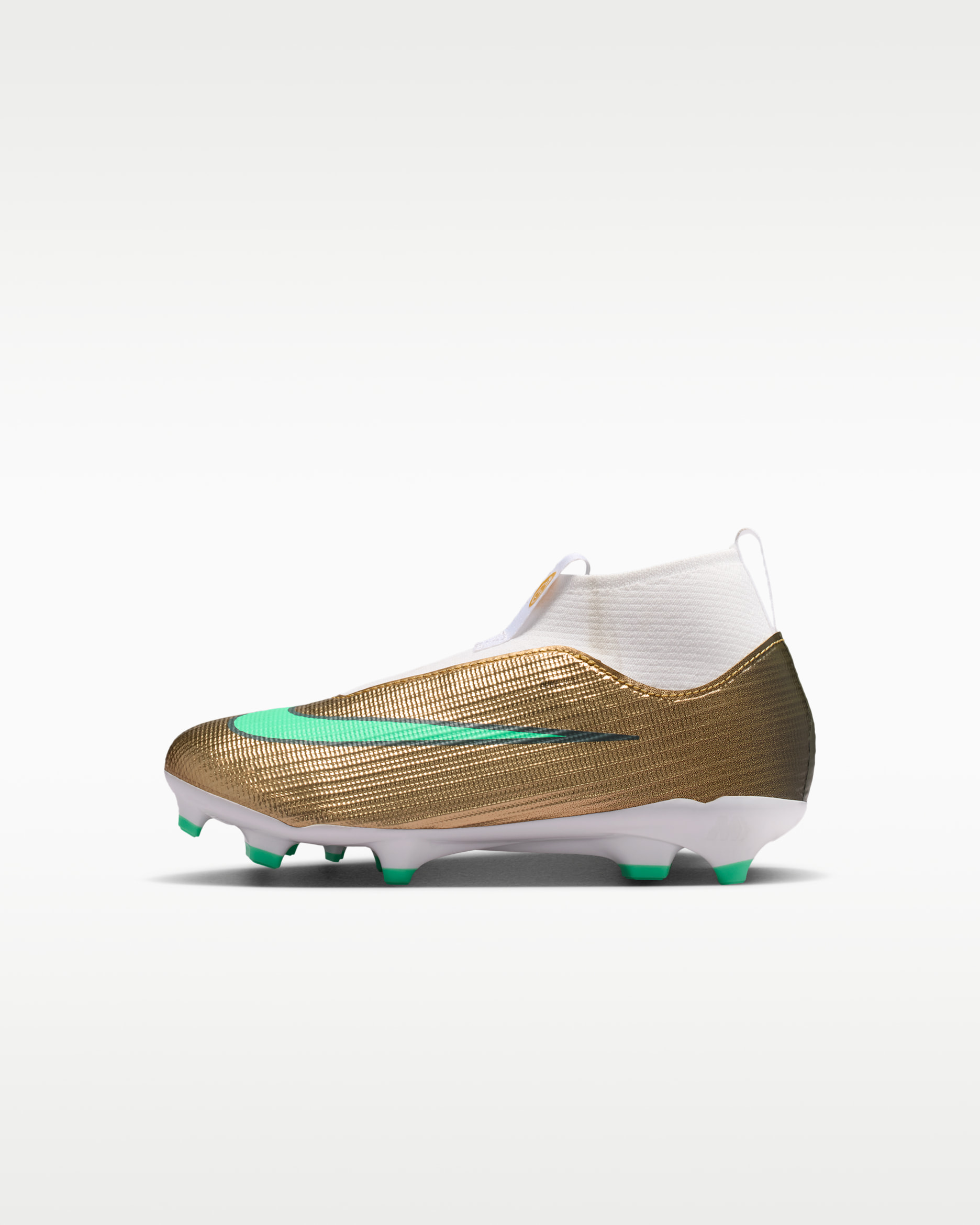 Nike Jr. Mercurial Superfly 11 Academy "Kylian Mbappé" Little Kids' Multi-Ground High-Top Soccer Cleats - Metallic Gold/Green Glow
