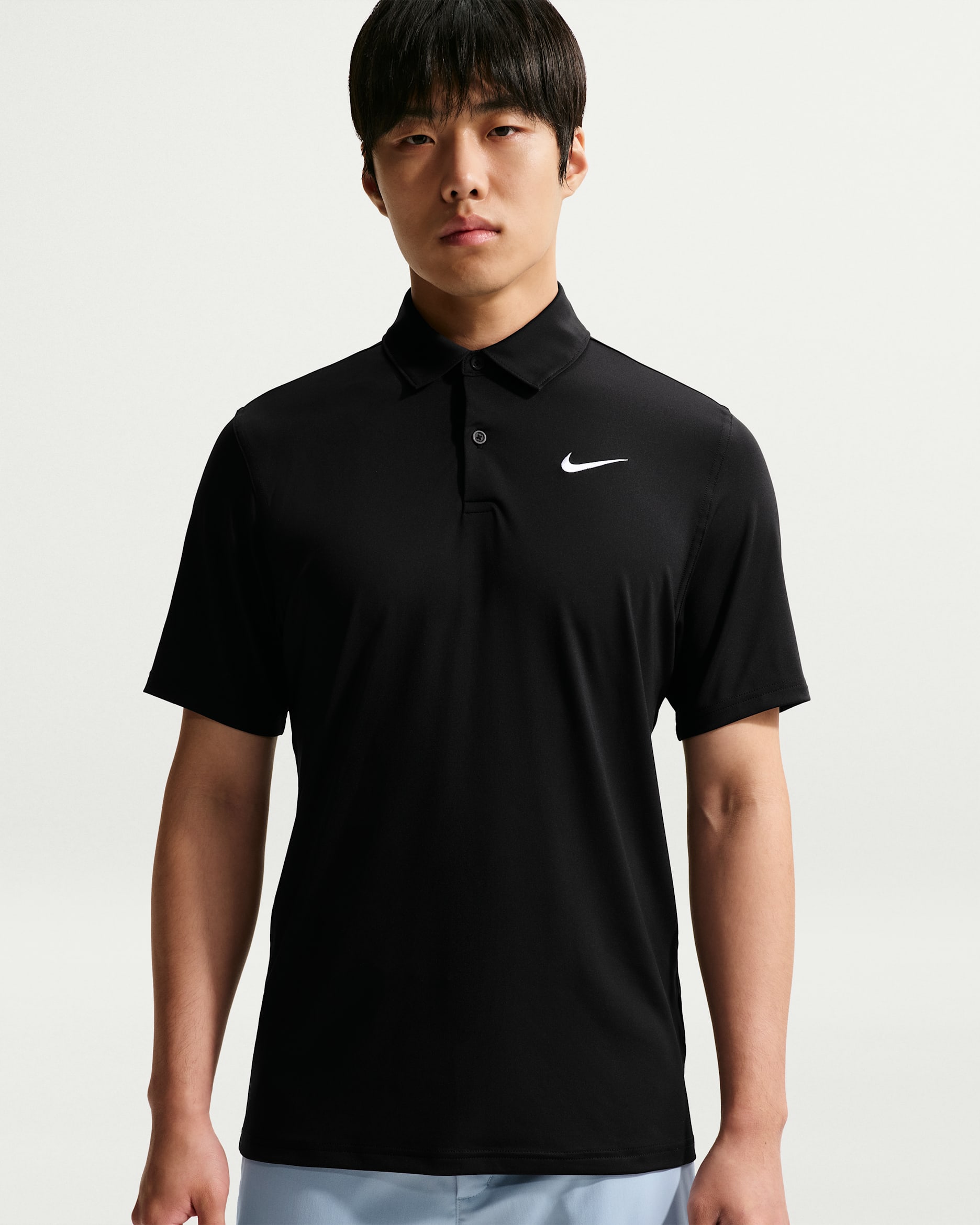Nike Velocity 男款 Dri-FIT 高爾夫有領衫 - 黑色/白色