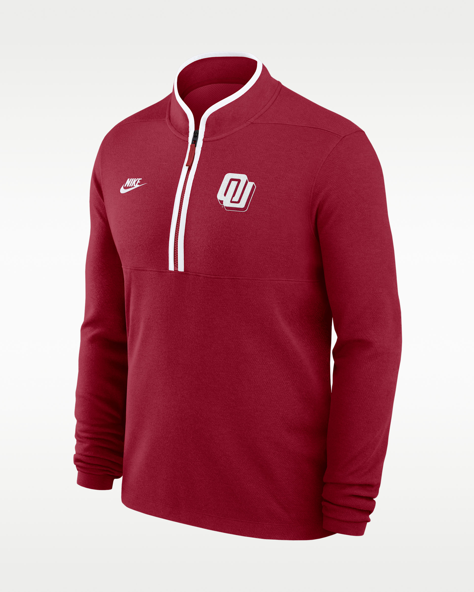 Oklahoma Courtside Men's Nike Dri-FIT College Half-Zip Top - Team Crimson/White