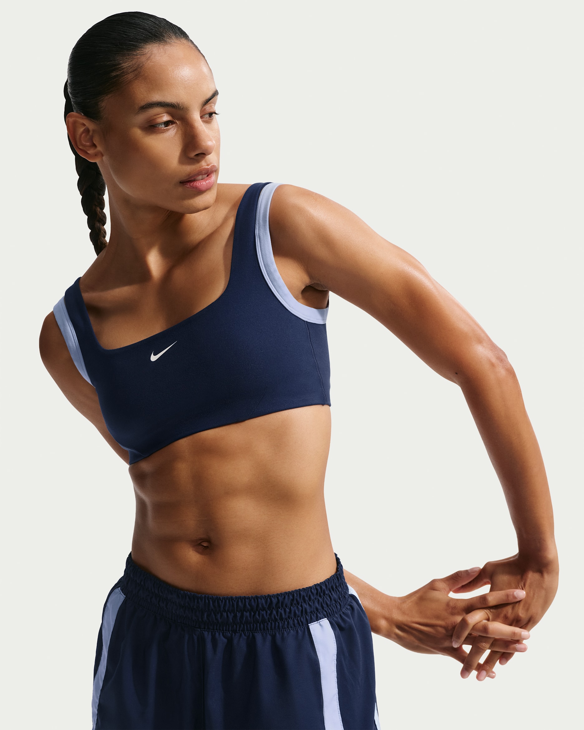Nike One Women's Light-Support Sports Bra - Midnight Navy/Aluminium/White/White
