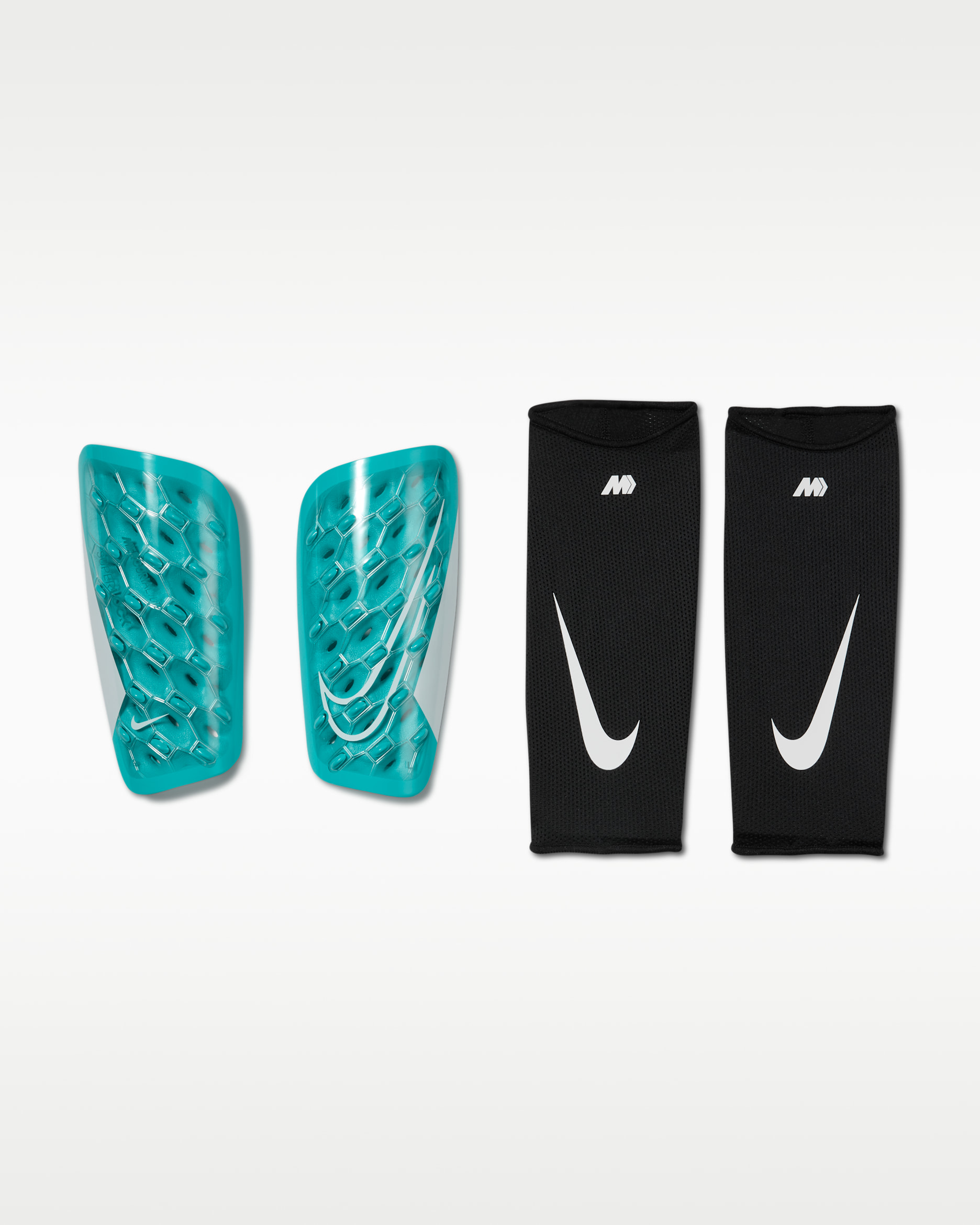 Protège-tibias de football Nike Mercurial Lite SuperLock - Dusty Cactus/Off White/Blanc