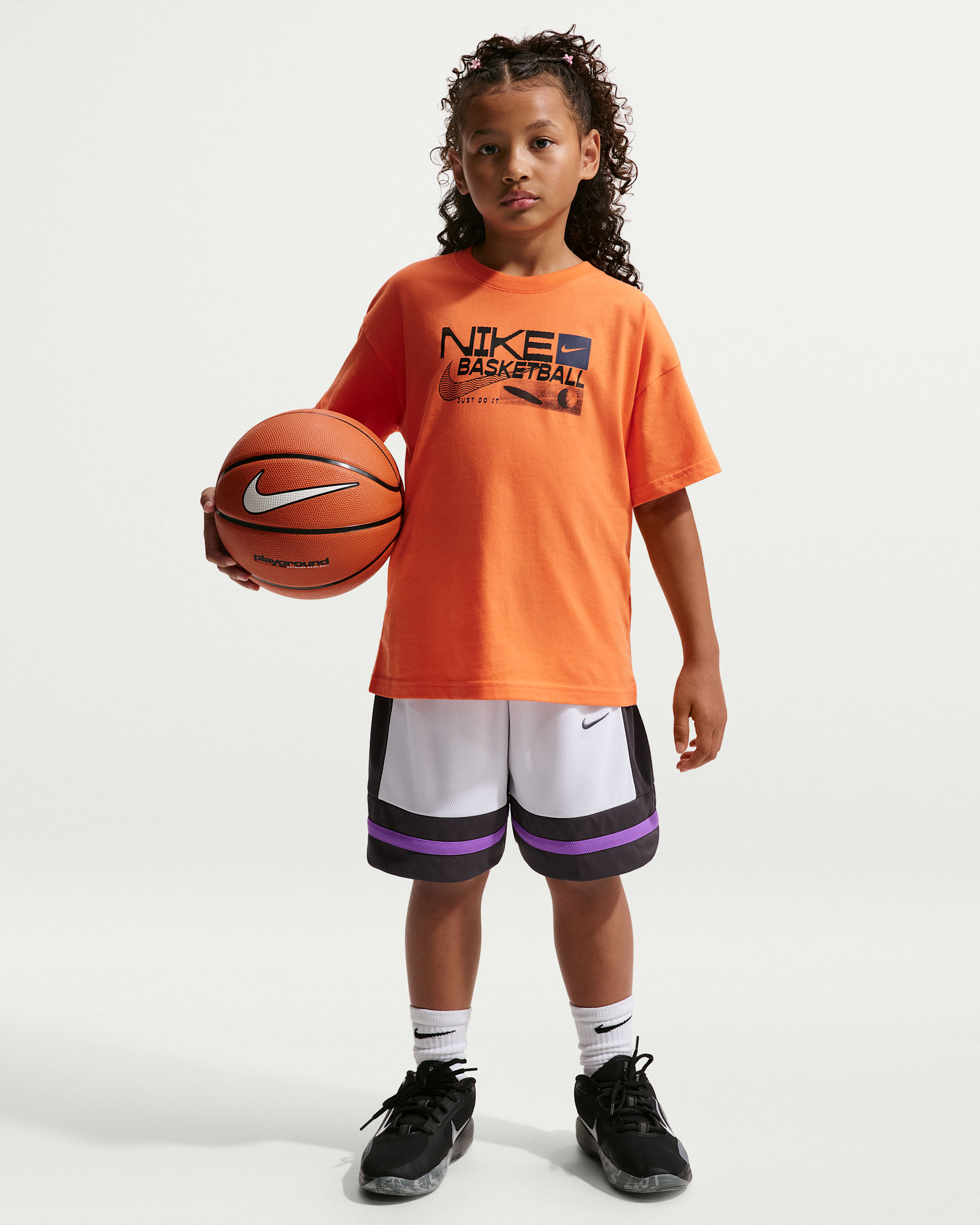 Nike Big Kids' Dri-FIT Basketball Game Shorts - White/Medium Ash/Medium Ash