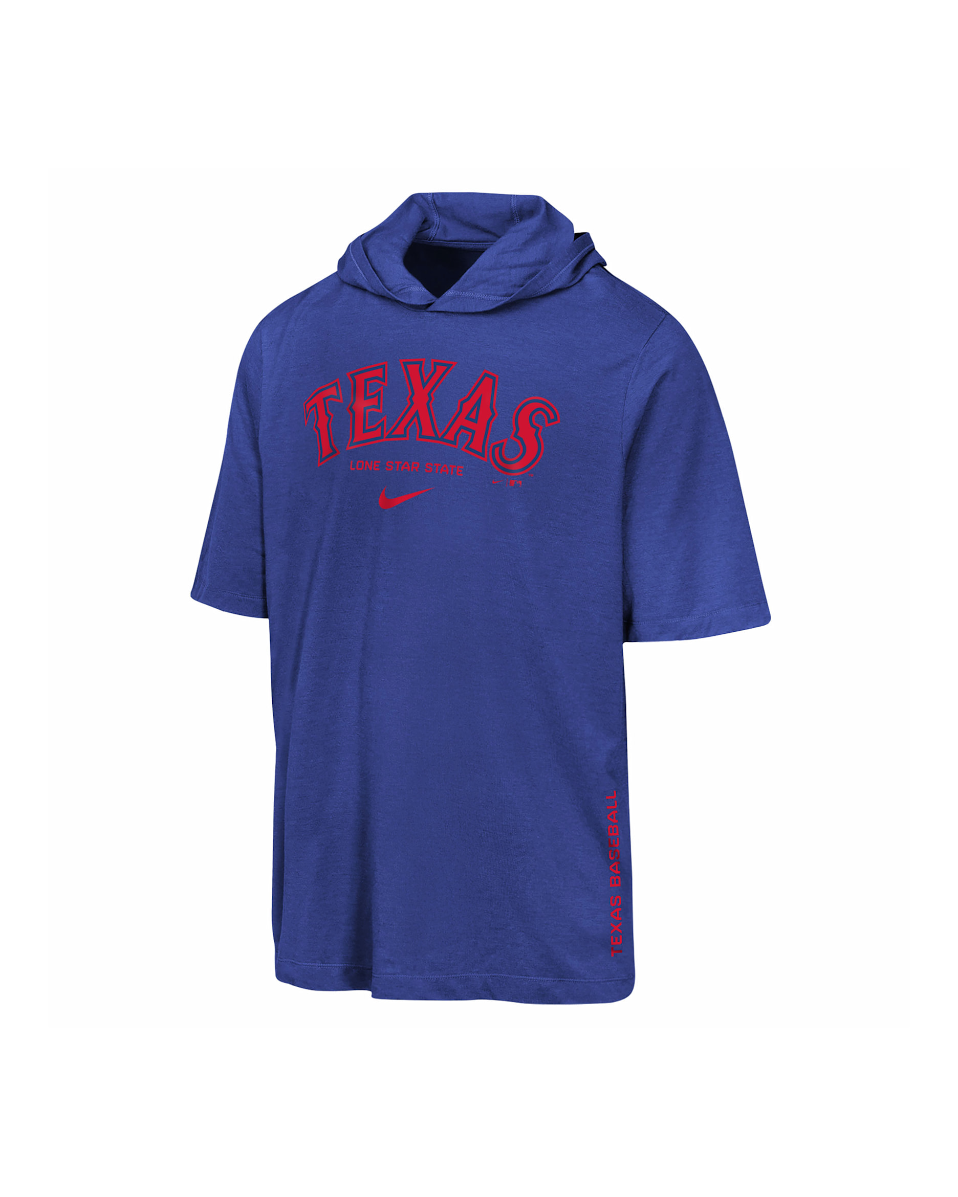 Playera con gorro Nike Dri-FIT de la MLB para niños talla grande Texas Rangers - Azul enérgico
