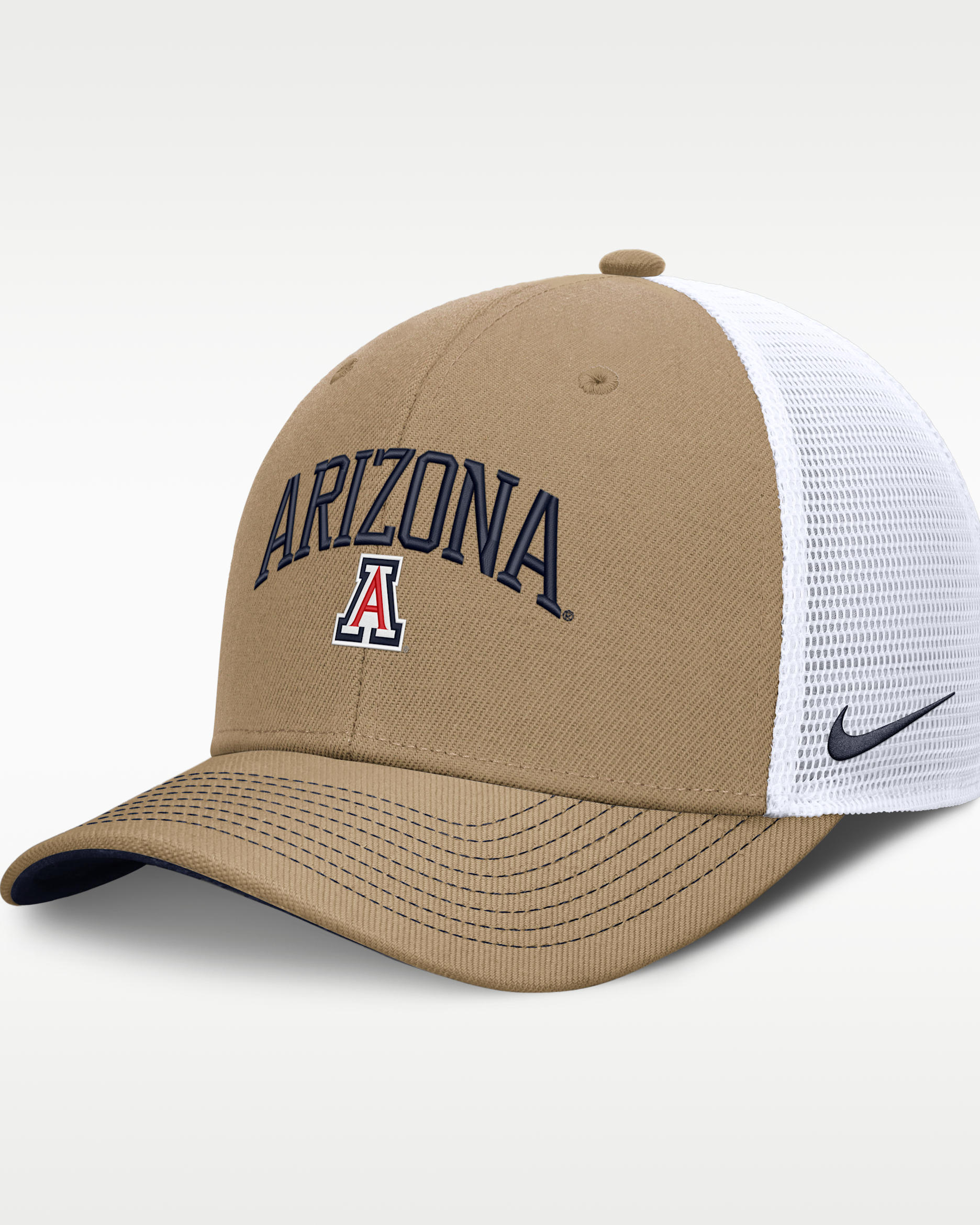 Gorra de rejilla universitaria Nike Dri-FIT ajustable para hombre Arizona Primetime Arched - Classic Beige/Azul marino