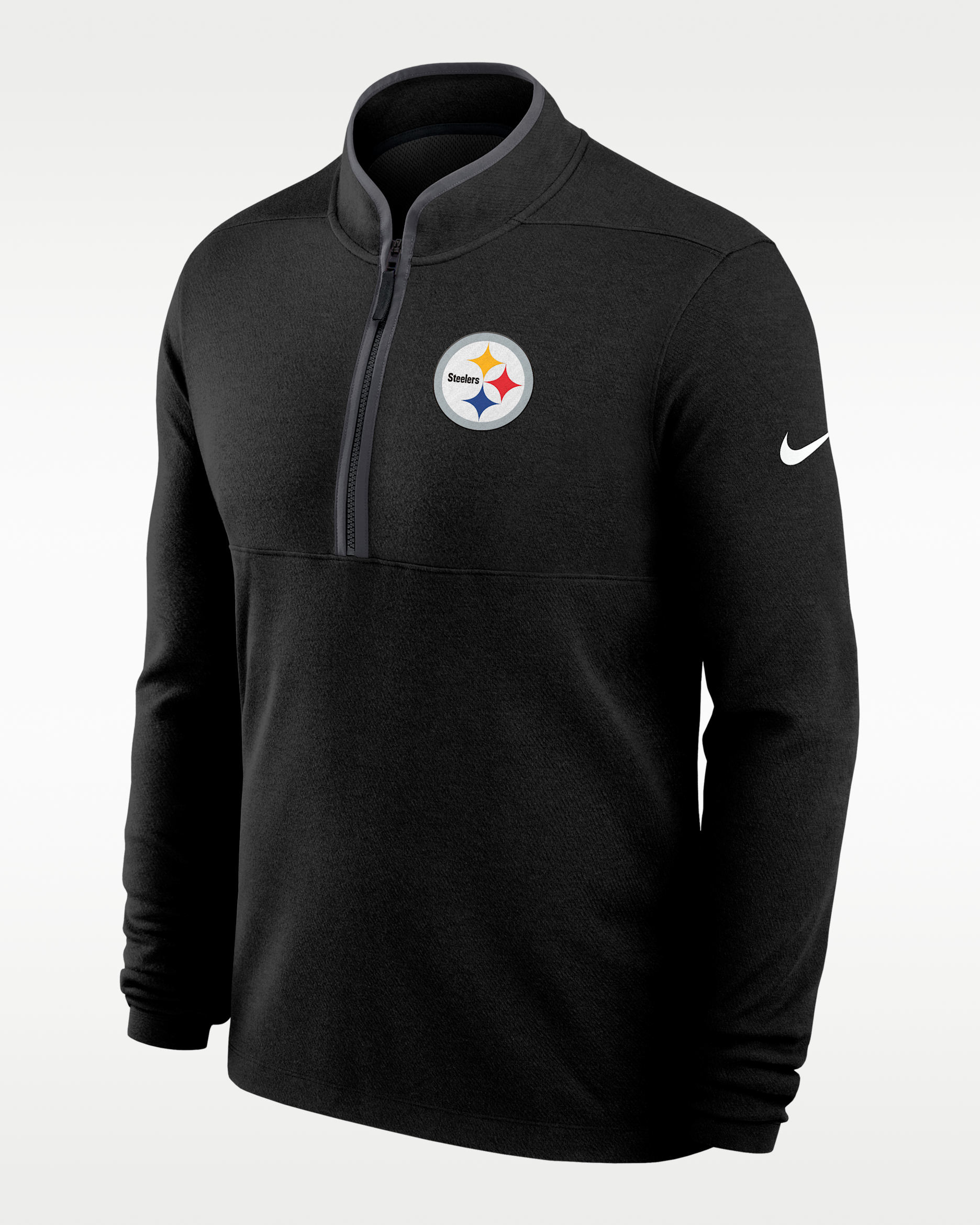 Pittsburgh Steelers Logo Victory Men's Nike Dri-FIT NFL 1/2-Zip Long-Sleeve Top - Black