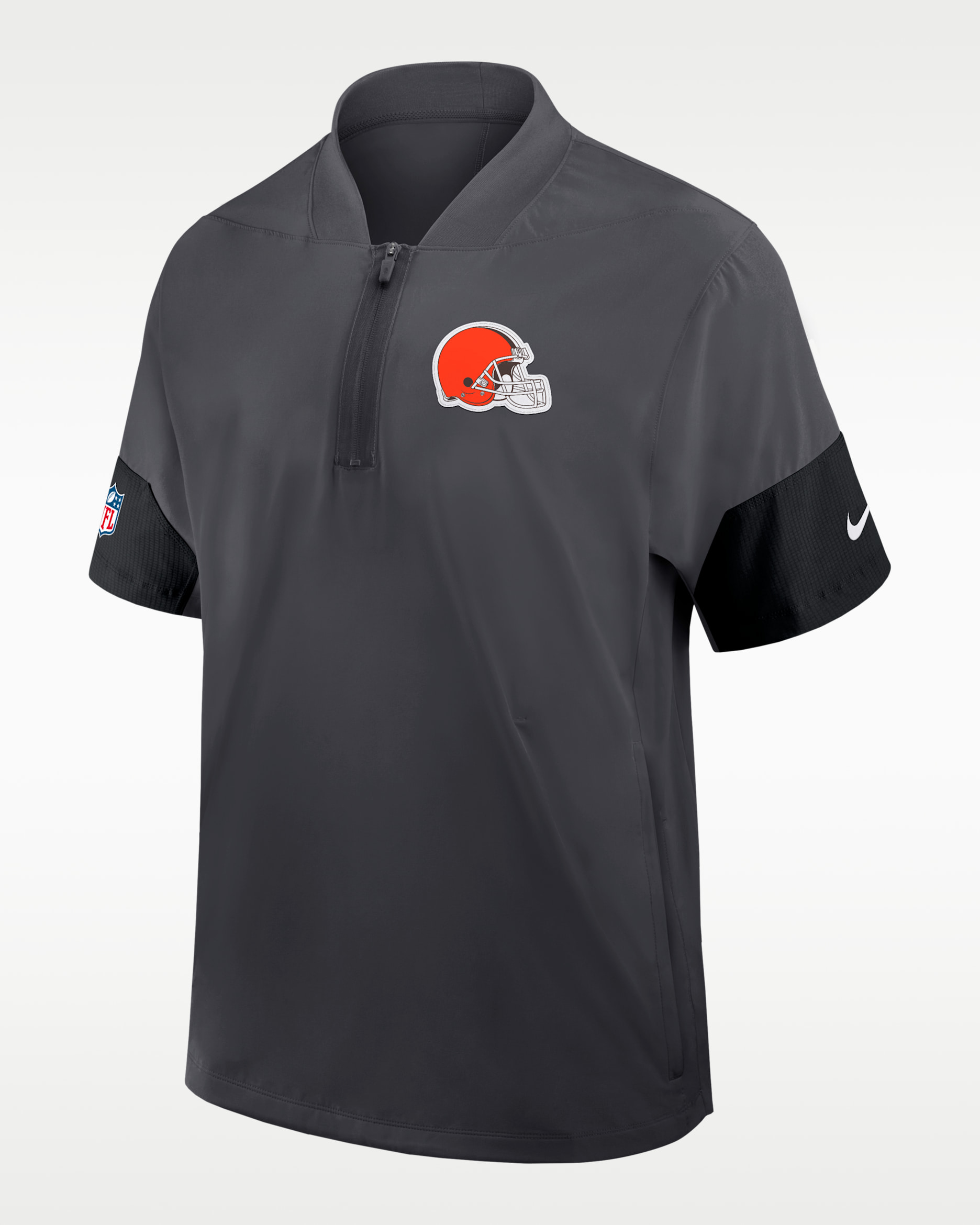 Cleveland Browns Sideline Coach Men's Nike NFL 1/2-Zip Short-Sleeve Jacket - Grey