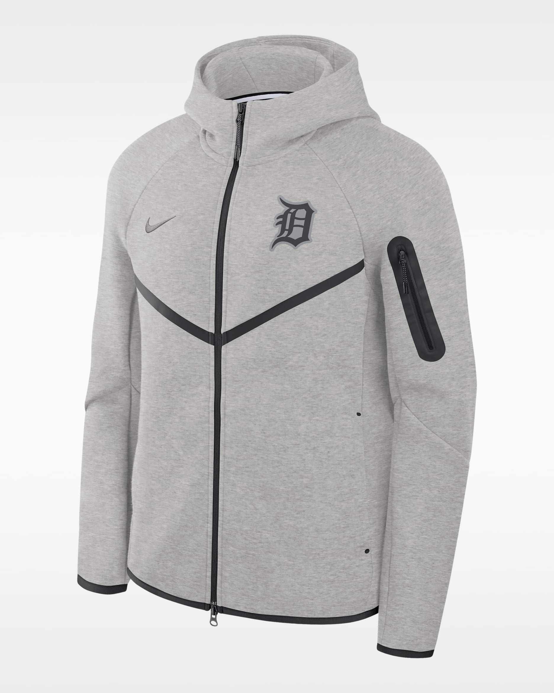 Detroit Tigers Tech Fleece Windrunner Men's Nike MLB Full-Zip Hooded Jacket - Grey