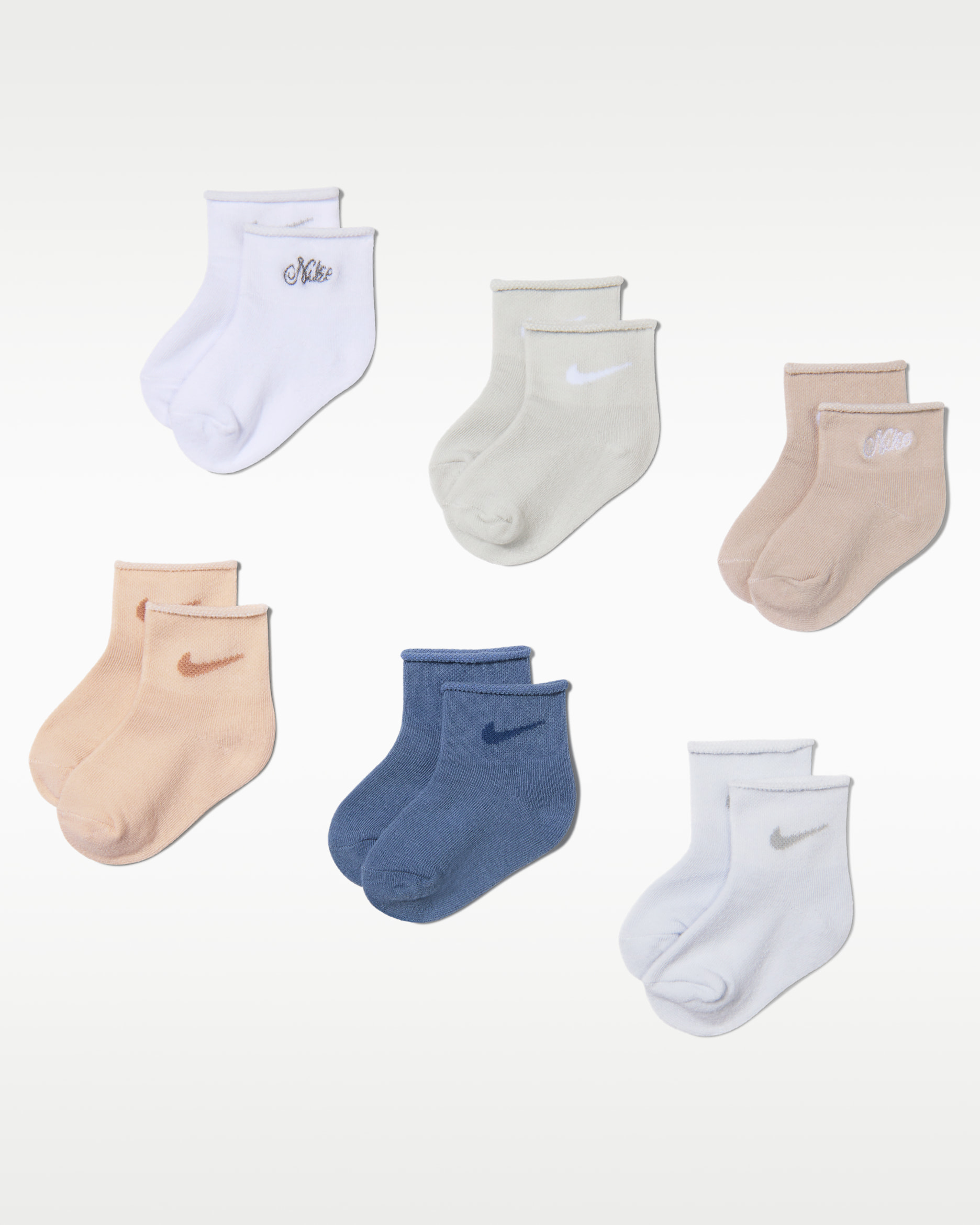 Nike Infant/Toddler Rolled Welt Socks (6 Pairs) - White