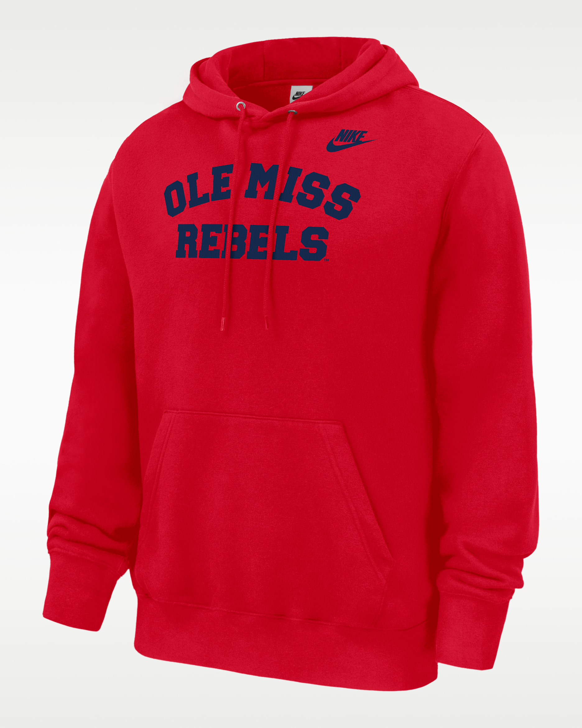Sudadera con gorro sin cierre Nike Futbol de tejido Fleece para hombre Ole Miss Rebels Club - Rojo universitario