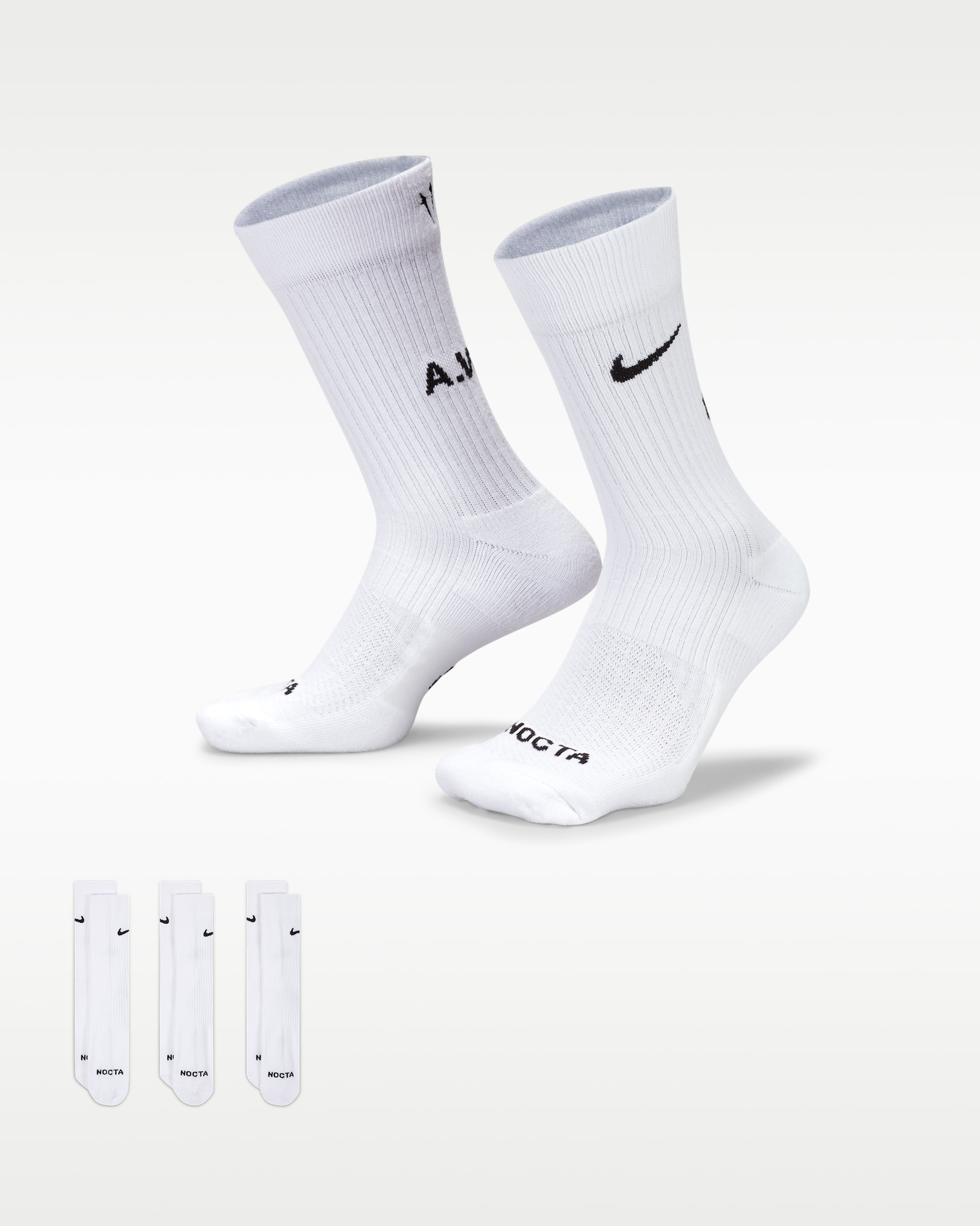 NOCTA Crew Socks 3 Pack - White/Black