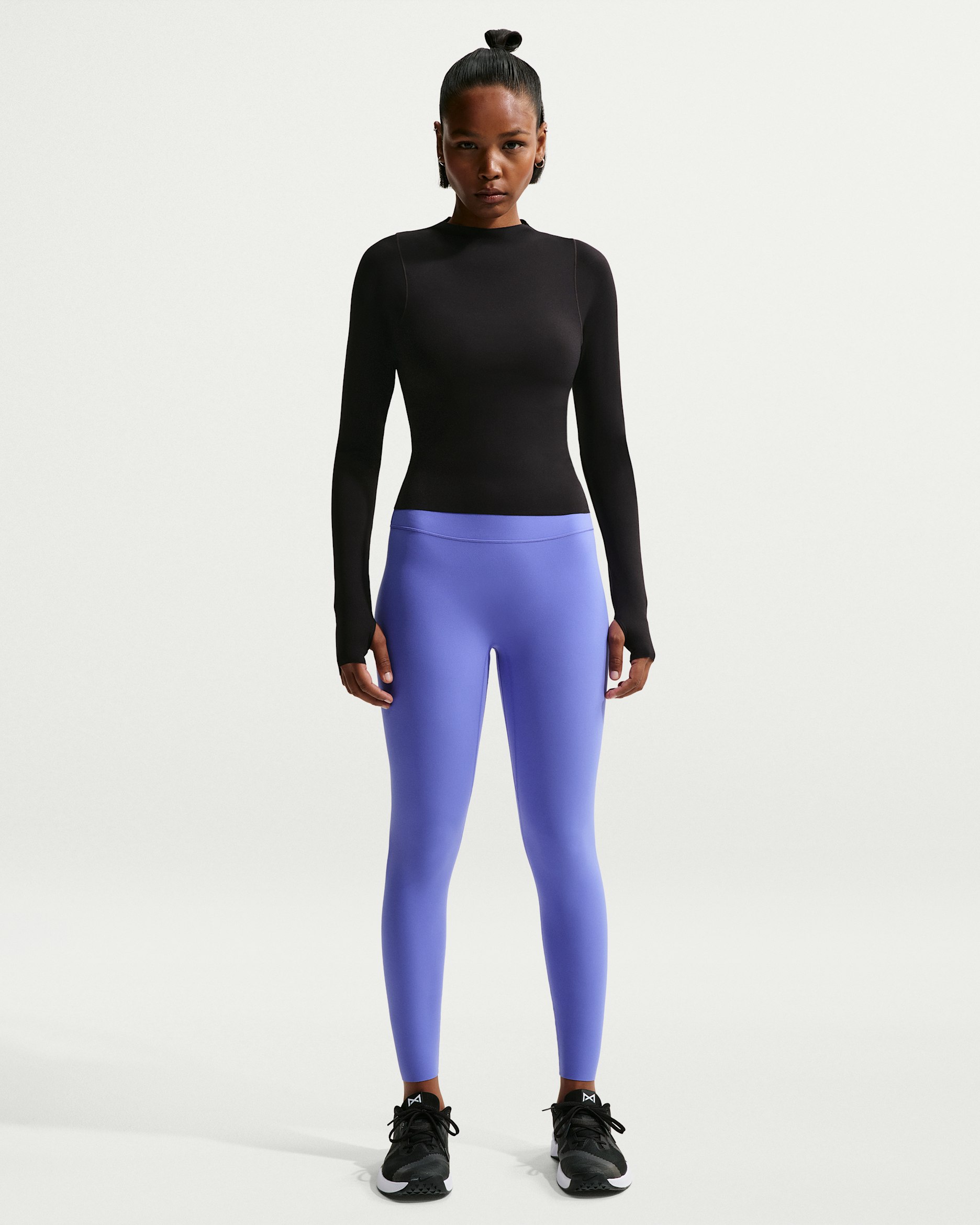 Nike Zenvy Women's High-Waisted 7/8 Leggings with No Front Seam - Sapphire/White
