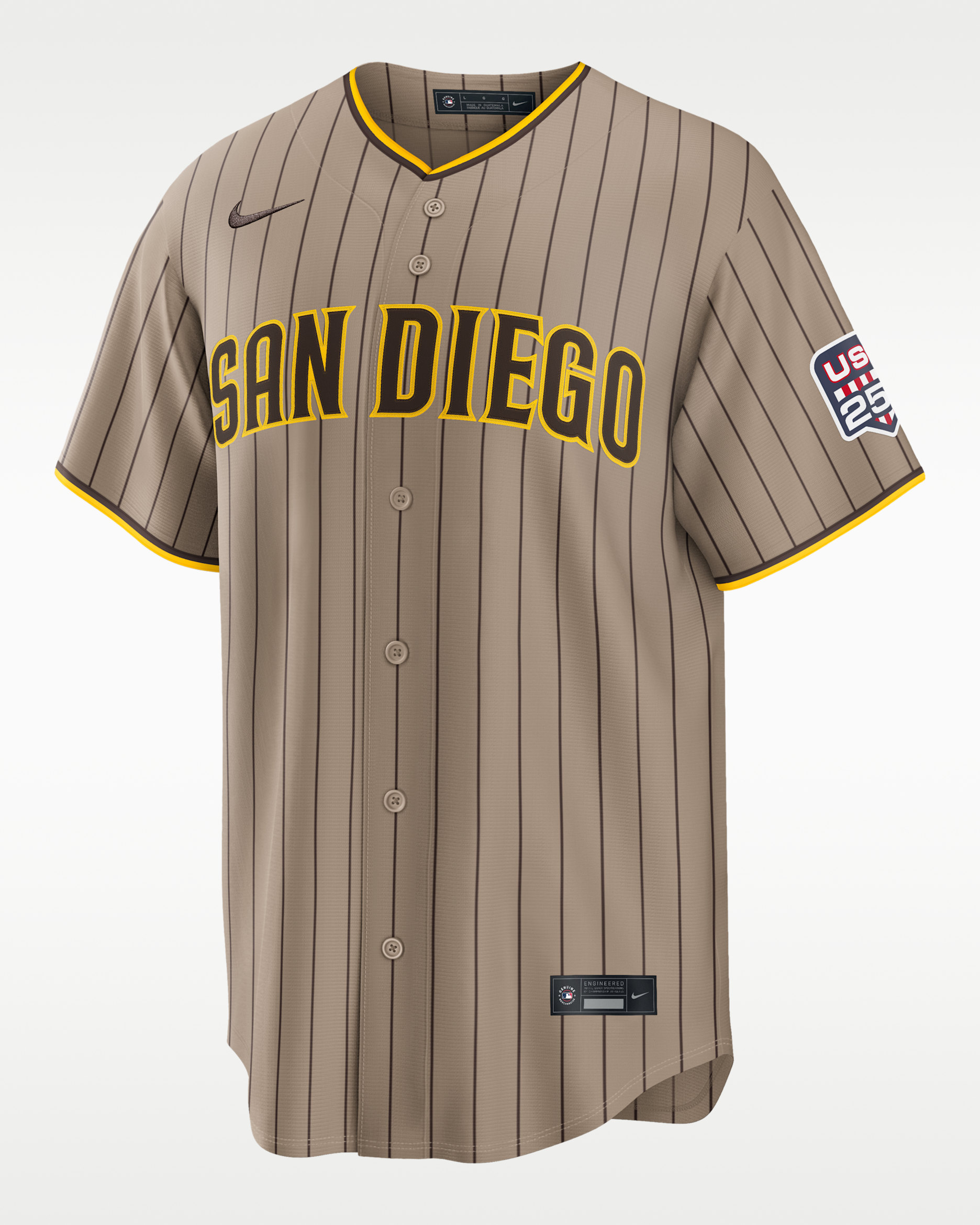 Manny Machado San Diego Padres USA 250 Men's Nike MLB Stadium Jersey - Khaki