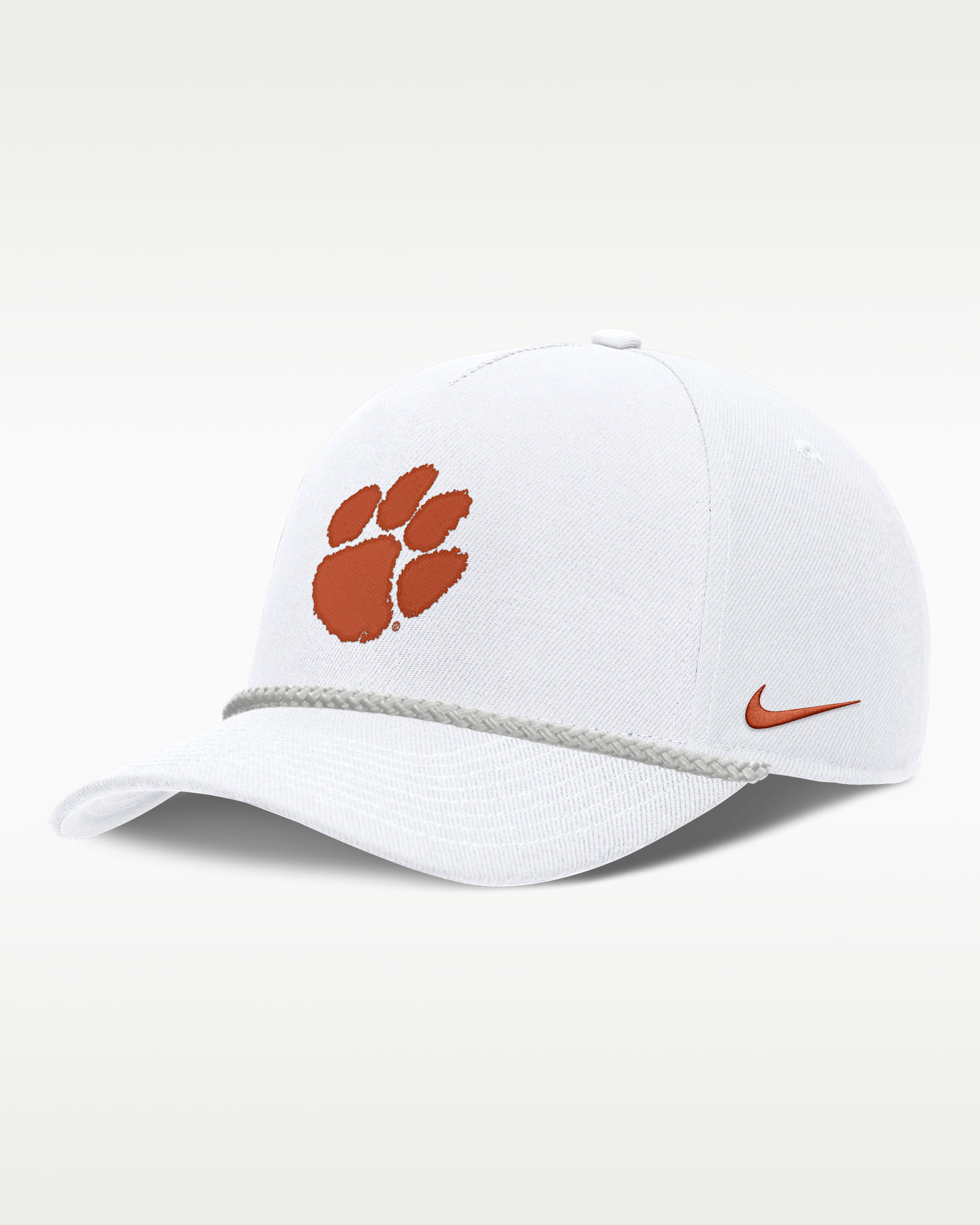 Clemson Sideline Rope Rise Men's Nike College Adjustable Hat - White