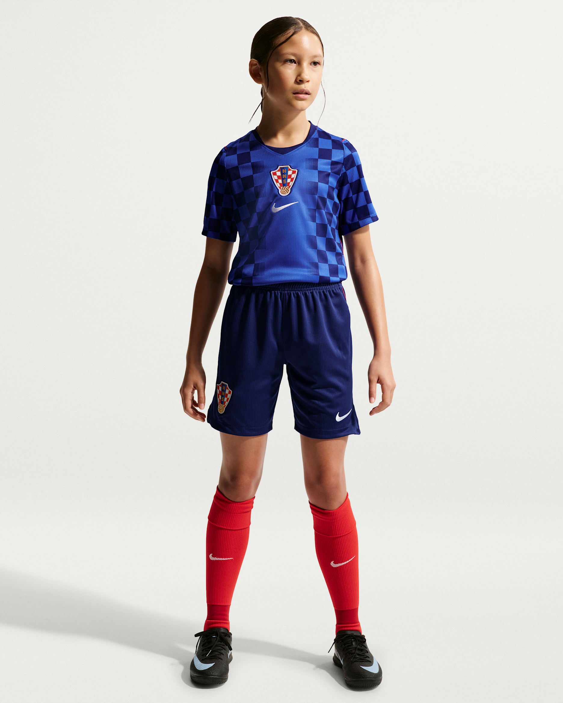 Short de foot Replica Nike Dri-FIT Croatie 2026 Stadium Extérieur pour ado - Deep Royal Blue/Blanc