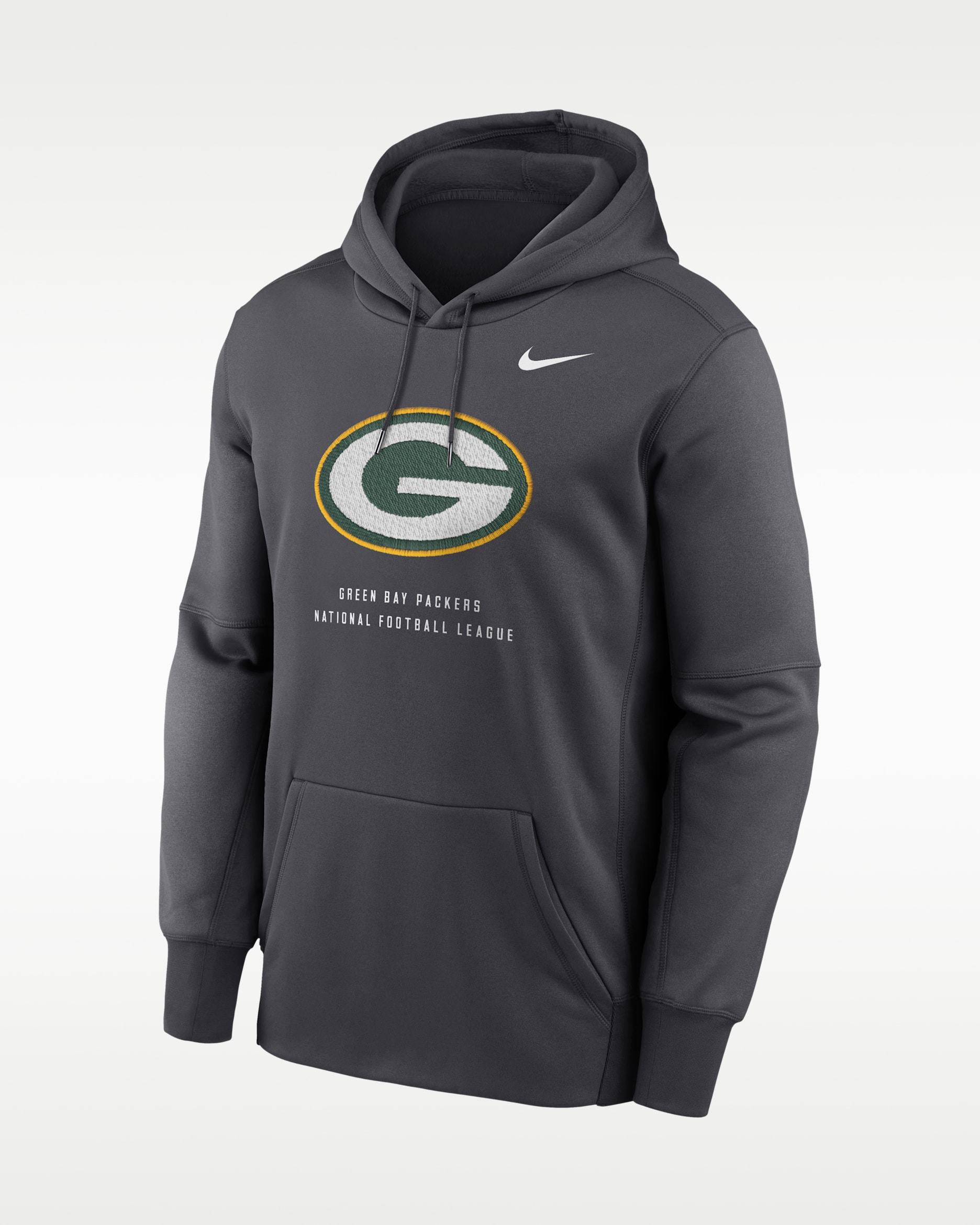 Green Bay Packers Men's Nike Therma NFL Pullover Hoodie - Charcoal