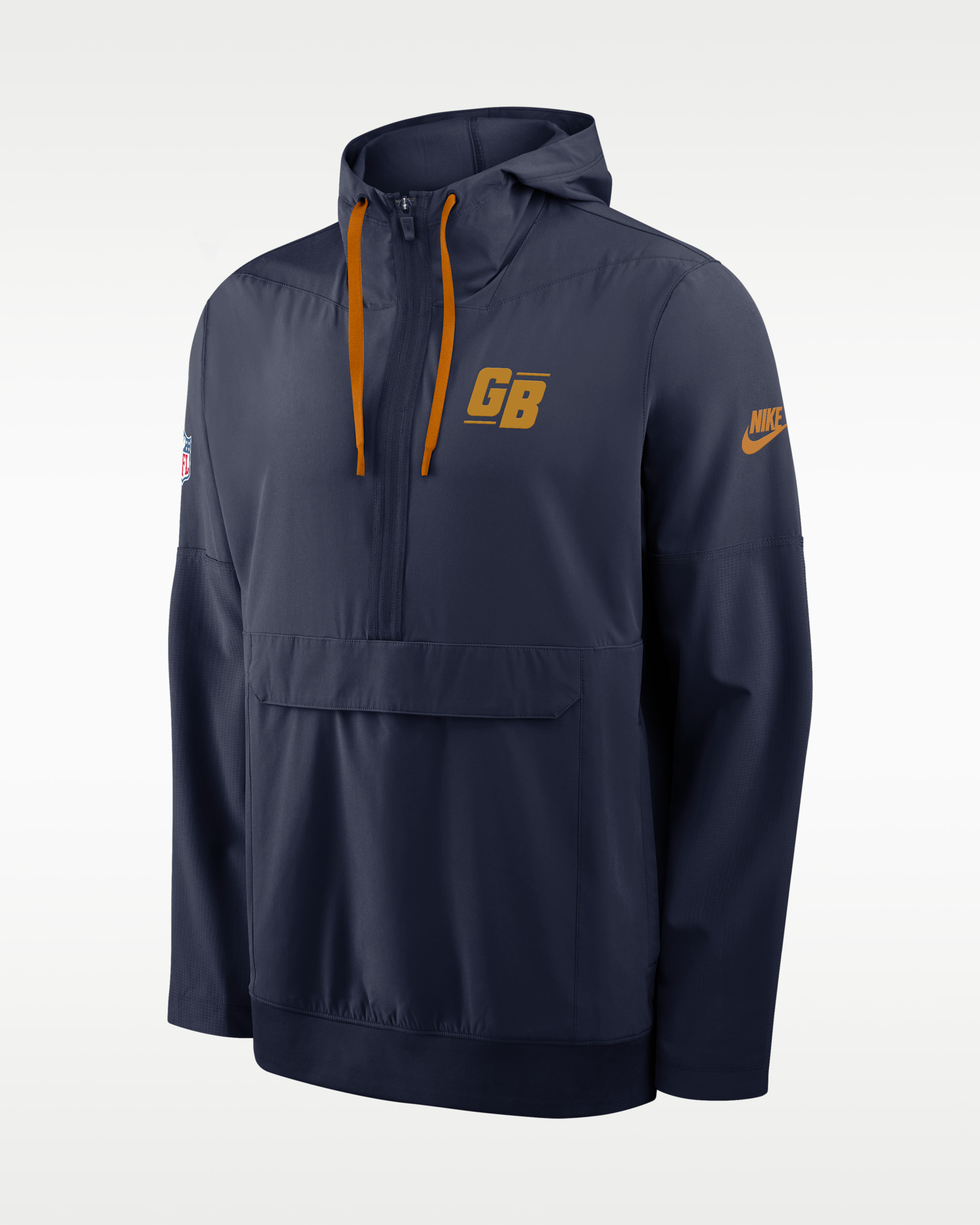 Chamarra Nike de la NFL de medio cierre con gorro para hombre Green Bay Packers Alt Anorak - Azul marino