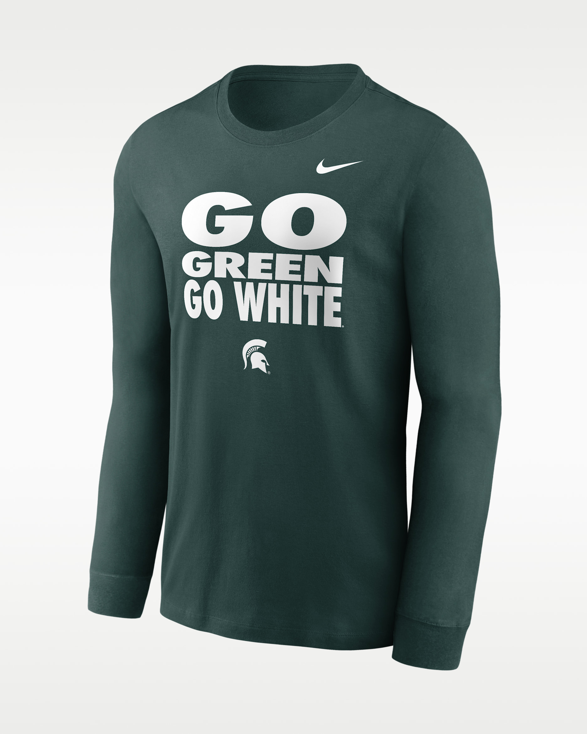 Playera de manga larga universitaria Nike Dri-FIT para hombre Michigan State Sideline Slogan - Verde pro