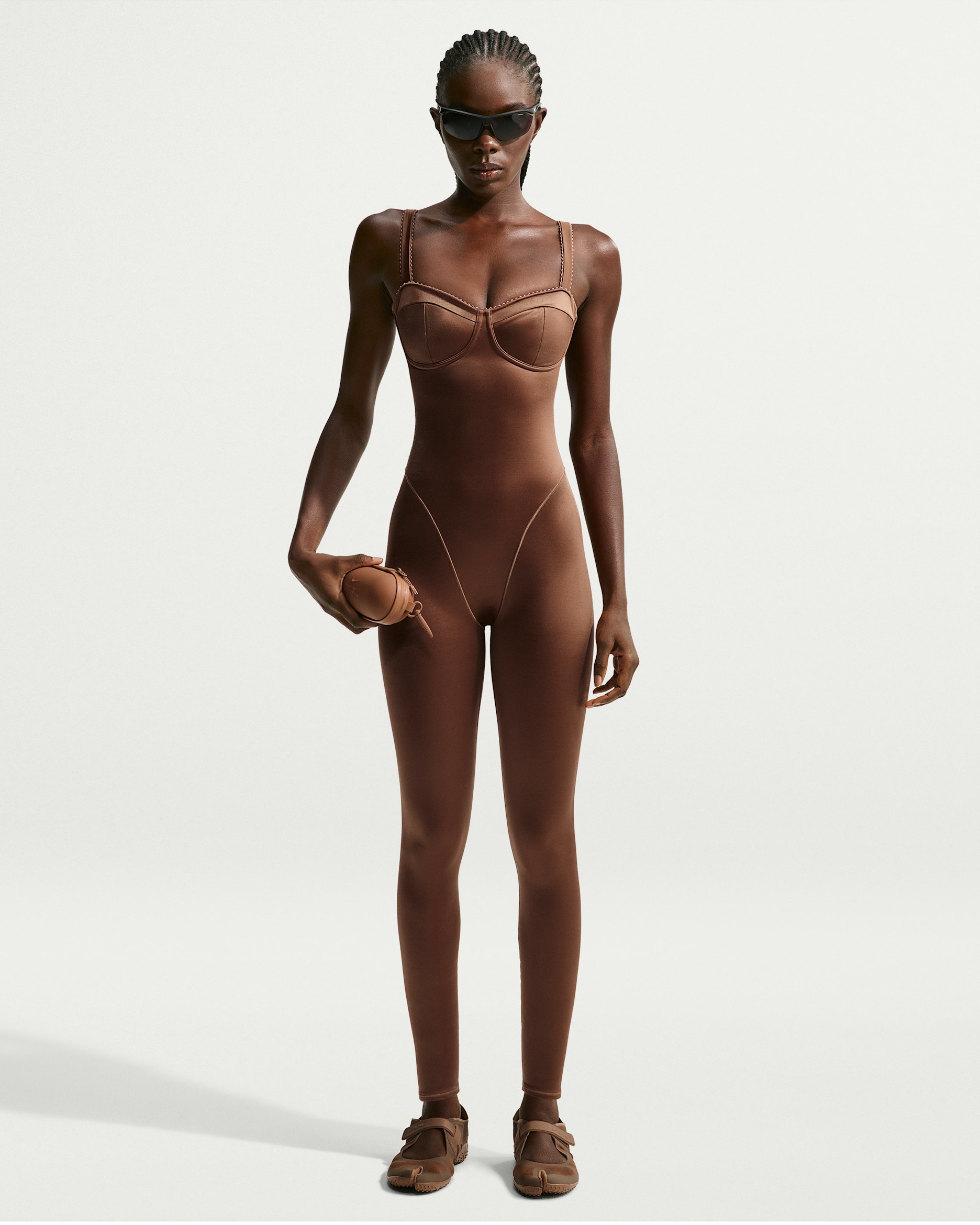 NikeSKIMS Satin Shine Women's Picot Bodysuit - NSKM Carob Brown