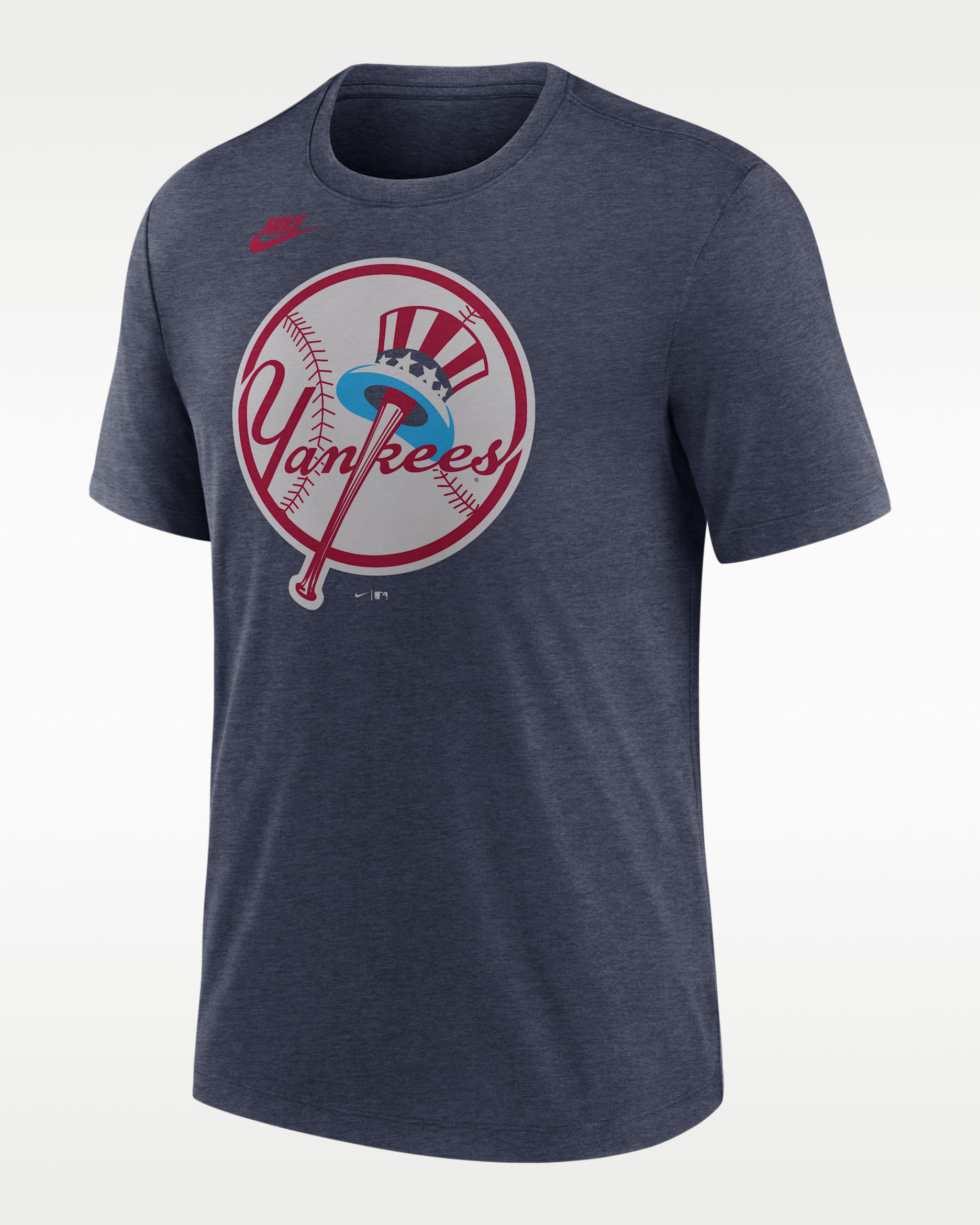 Playera Nike de la MLB para hombre con el logotipo de New York Yankees Cooperstown - Azul marino jaspeado