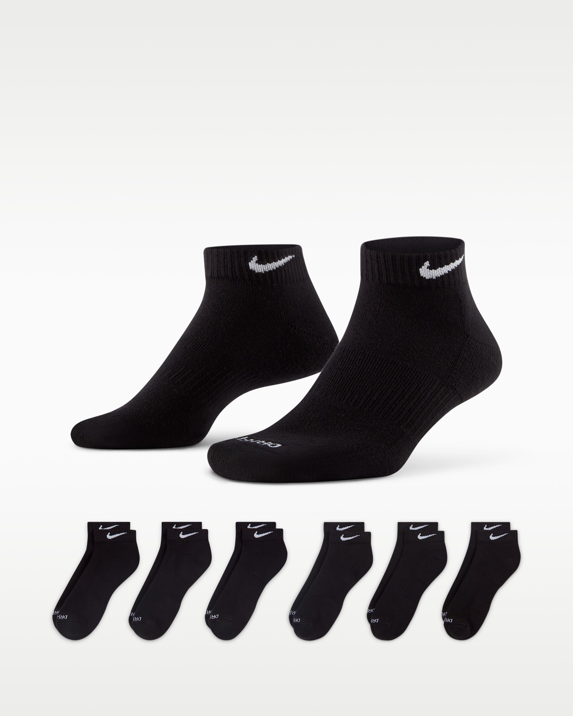 Nike Everyday Plus Cushioned Training Low Socks (6 Pairs) - Black/White