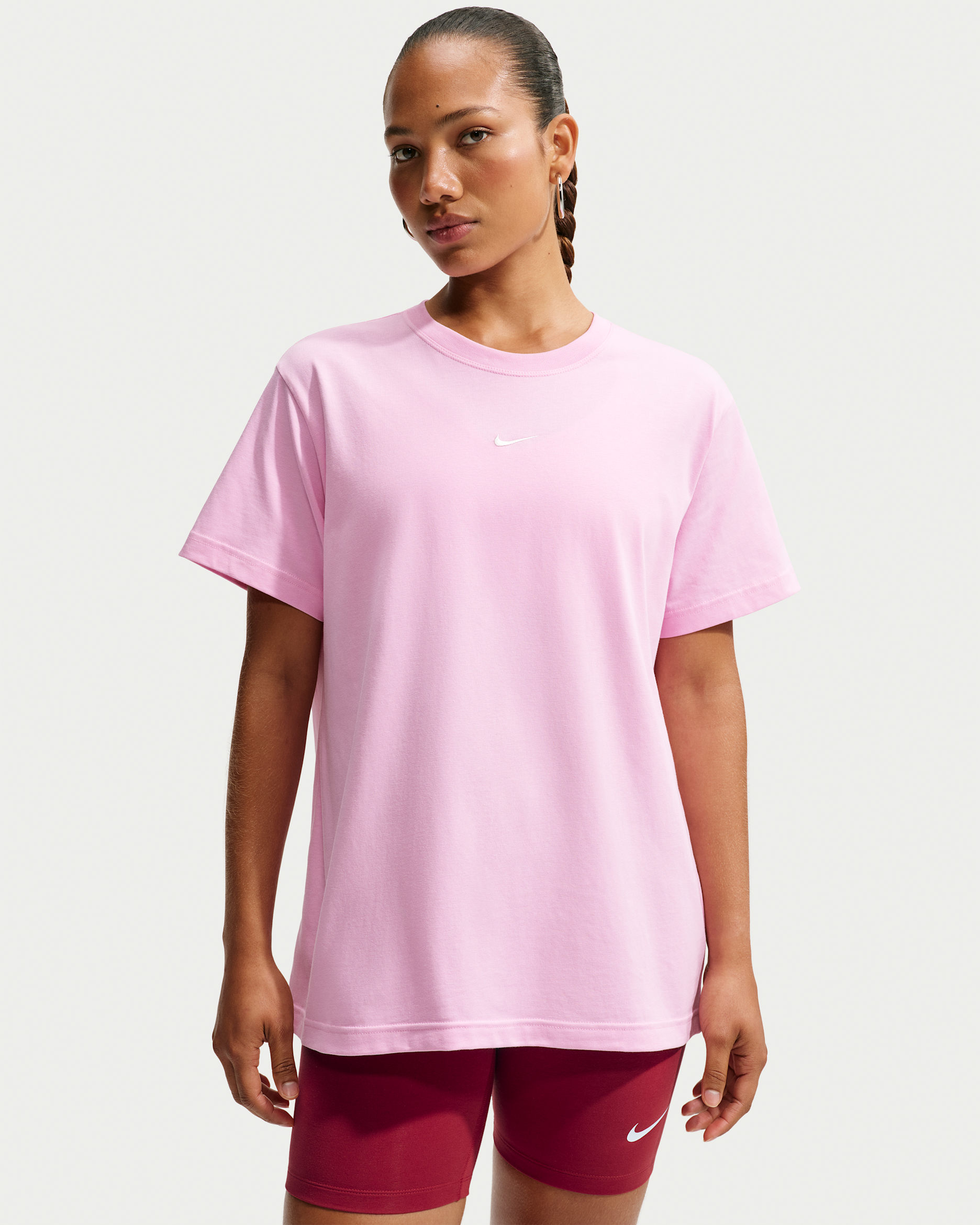 Playera oversized para mujer Nike Sportswear Classic - Rosa amanecer/Vela
