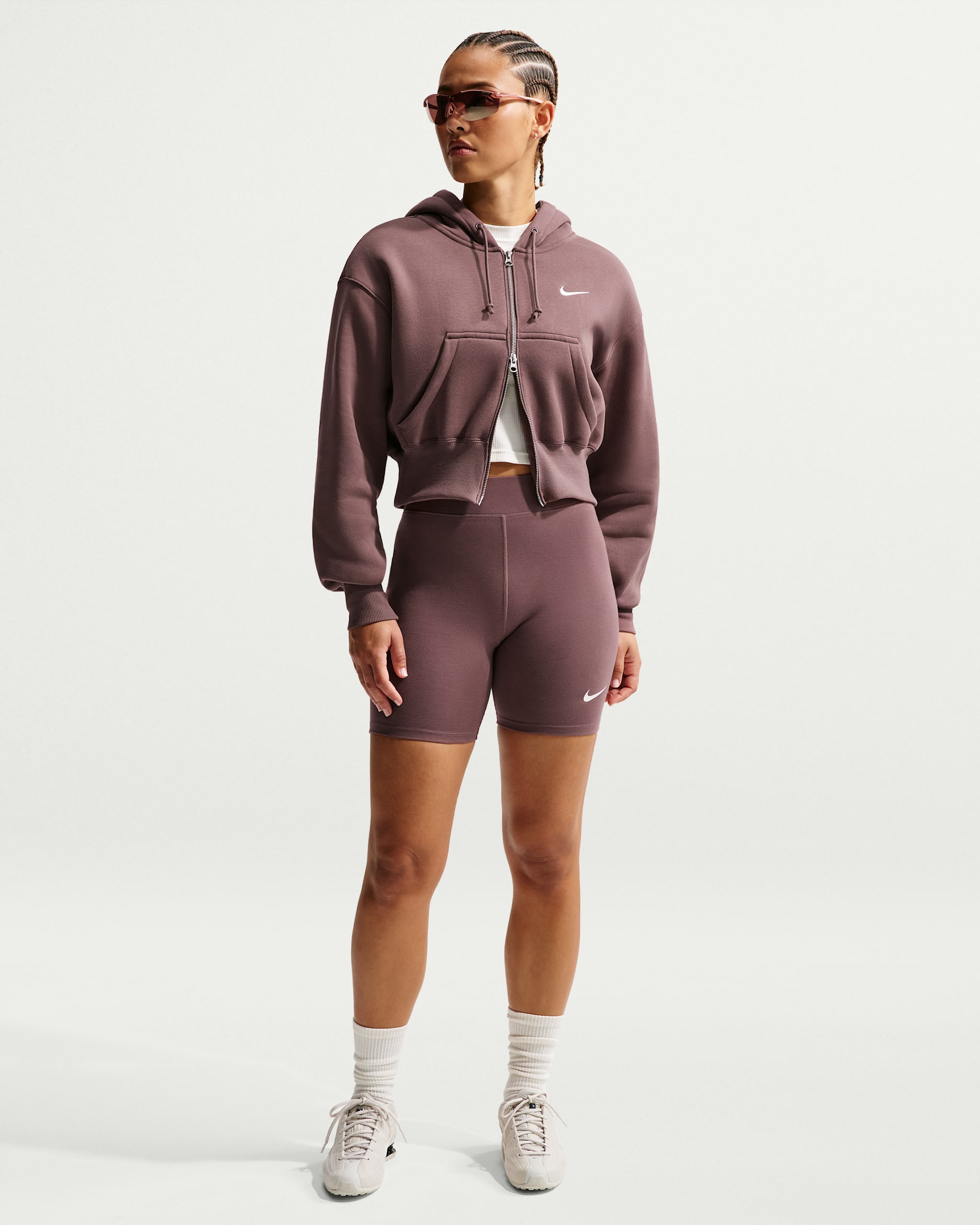 Cykelshorts Nike Sportswear Classic med hög midja 20 cm för kvinnor - Tattoo/Sail