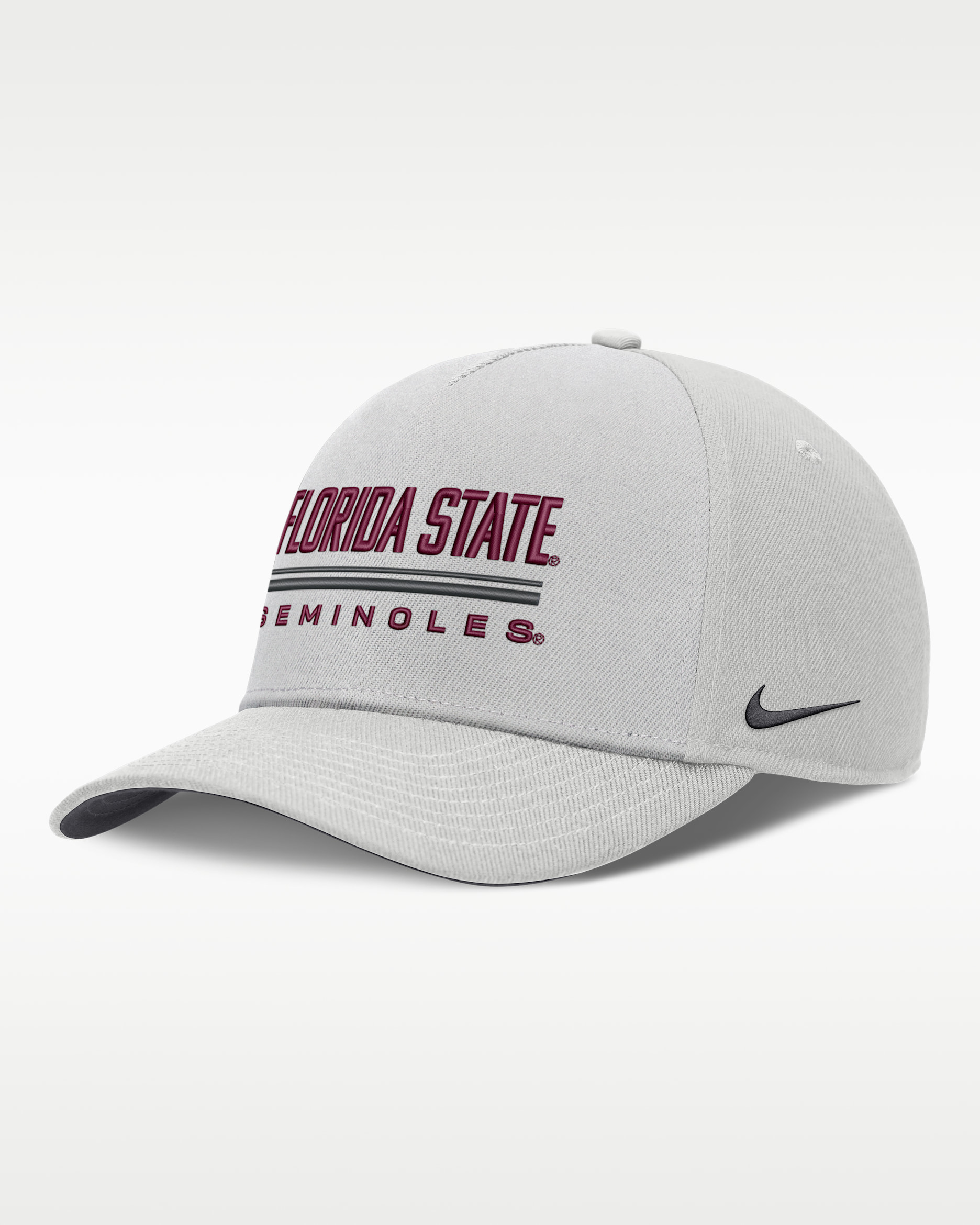 Gorra universitaria Nike Dri-FIT ajustable para hombre Florida State Sideline Practice Rise - Gris