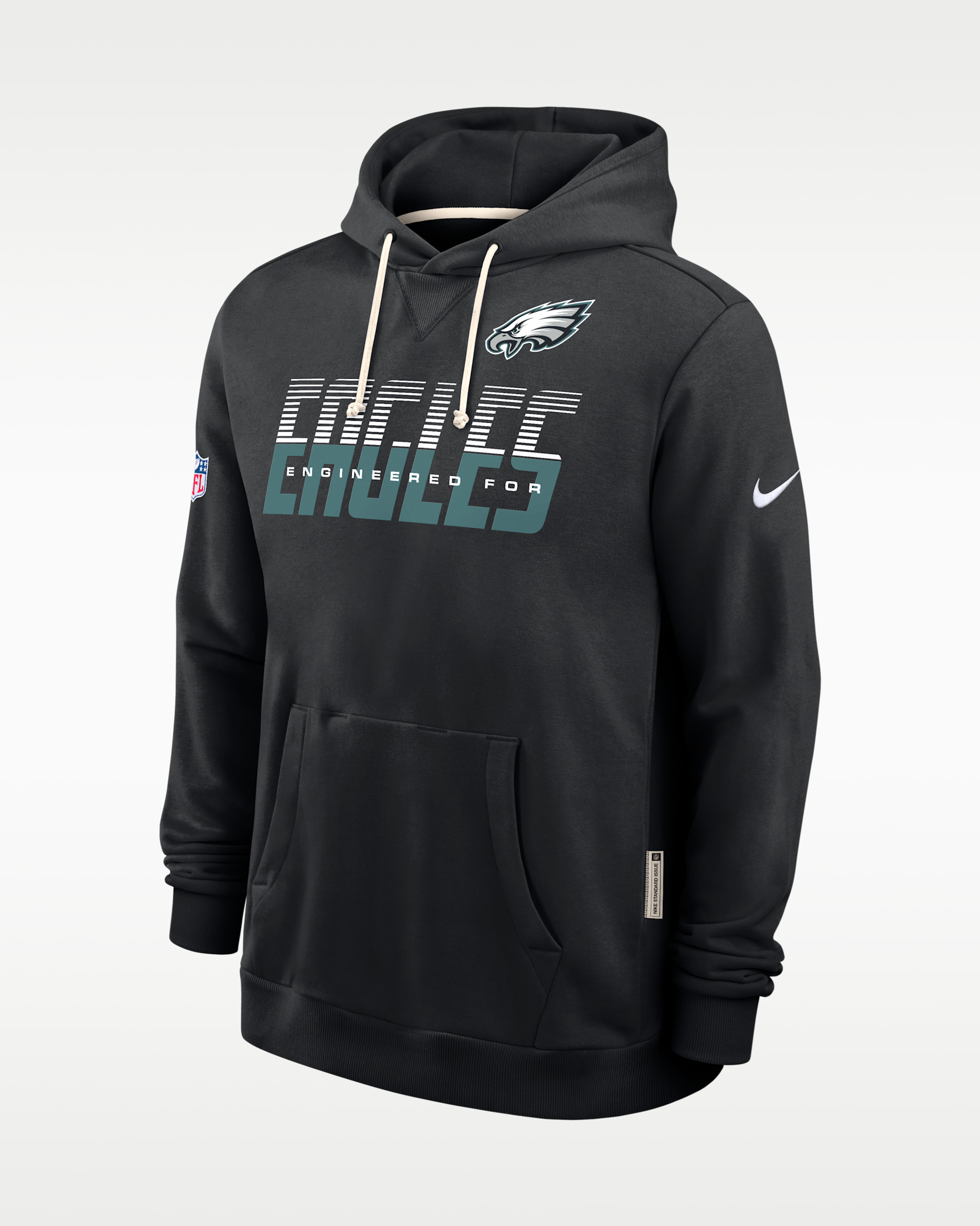 Sudadera con gorro sin cierre Nike Dri-FIT de la NFL para hombre Philadelphia Eagles Sideline Standard Issue - Negro