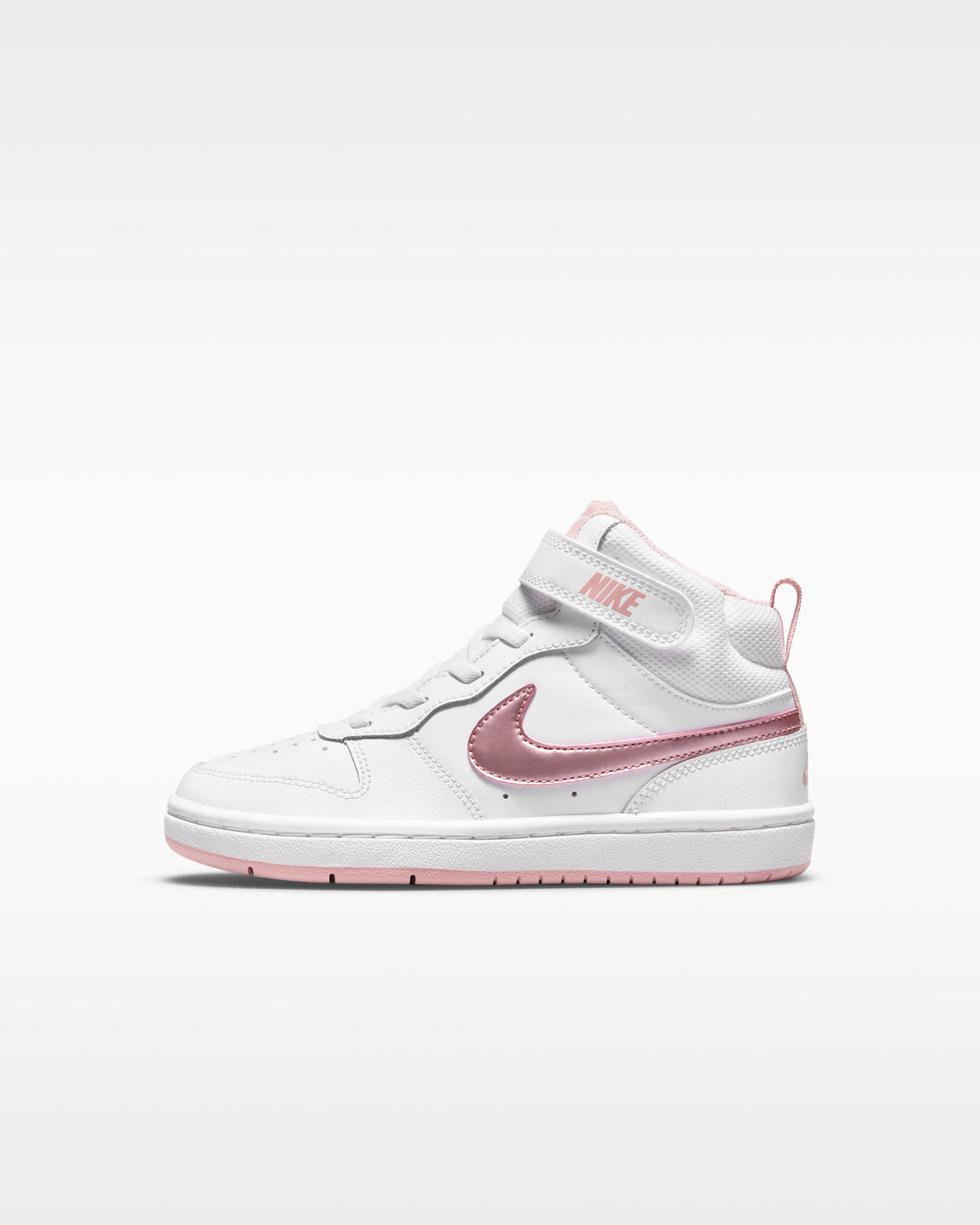 Tenis para niños de preescolar Nike Court Borough Mid 2 - Blanco/Rosa vidrio