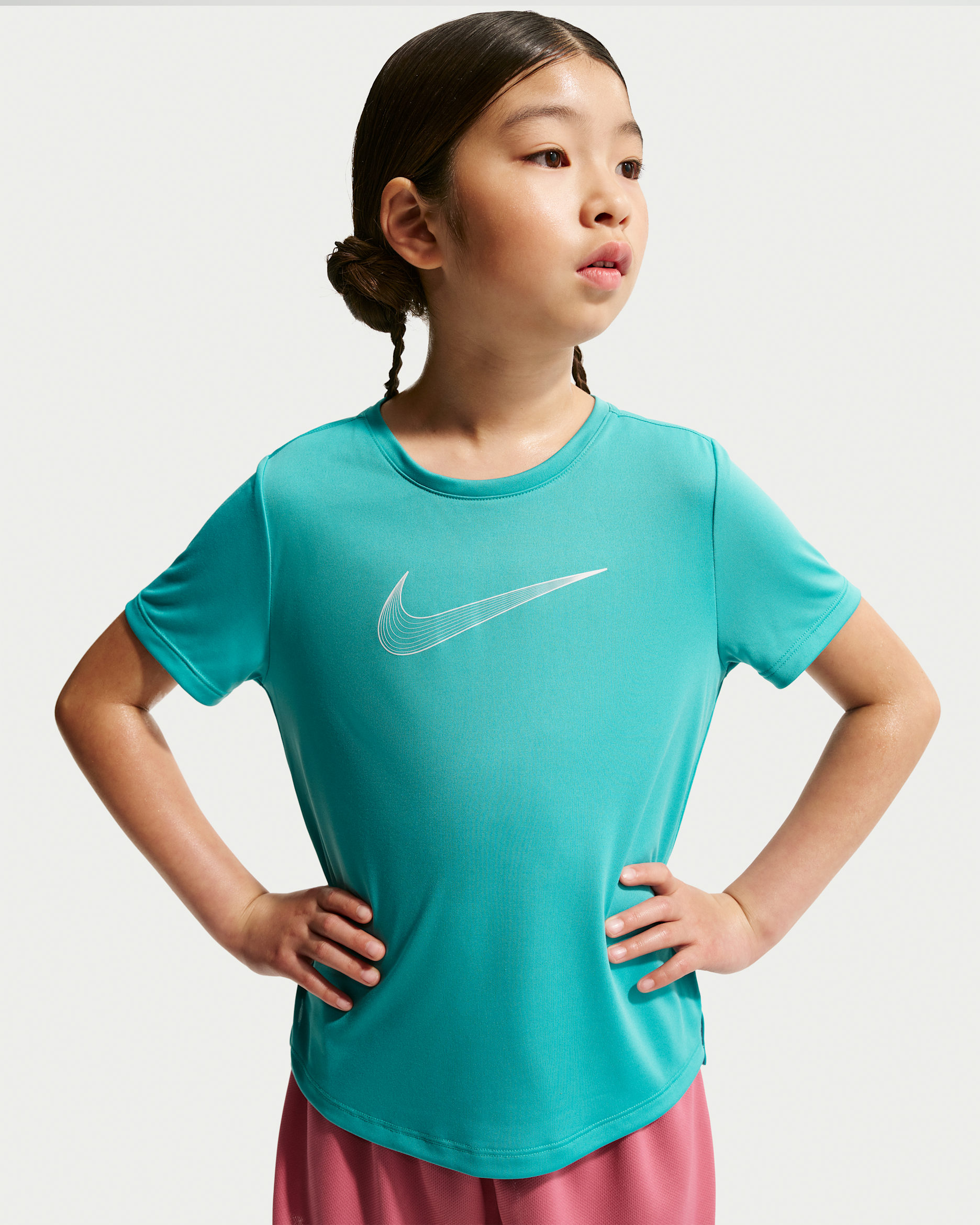 ナイキ ワン ジュニア (ガールズ) Dri-FIT ショートスリーブ トレーニングトップ - ダスティーカクタス/ホワイト