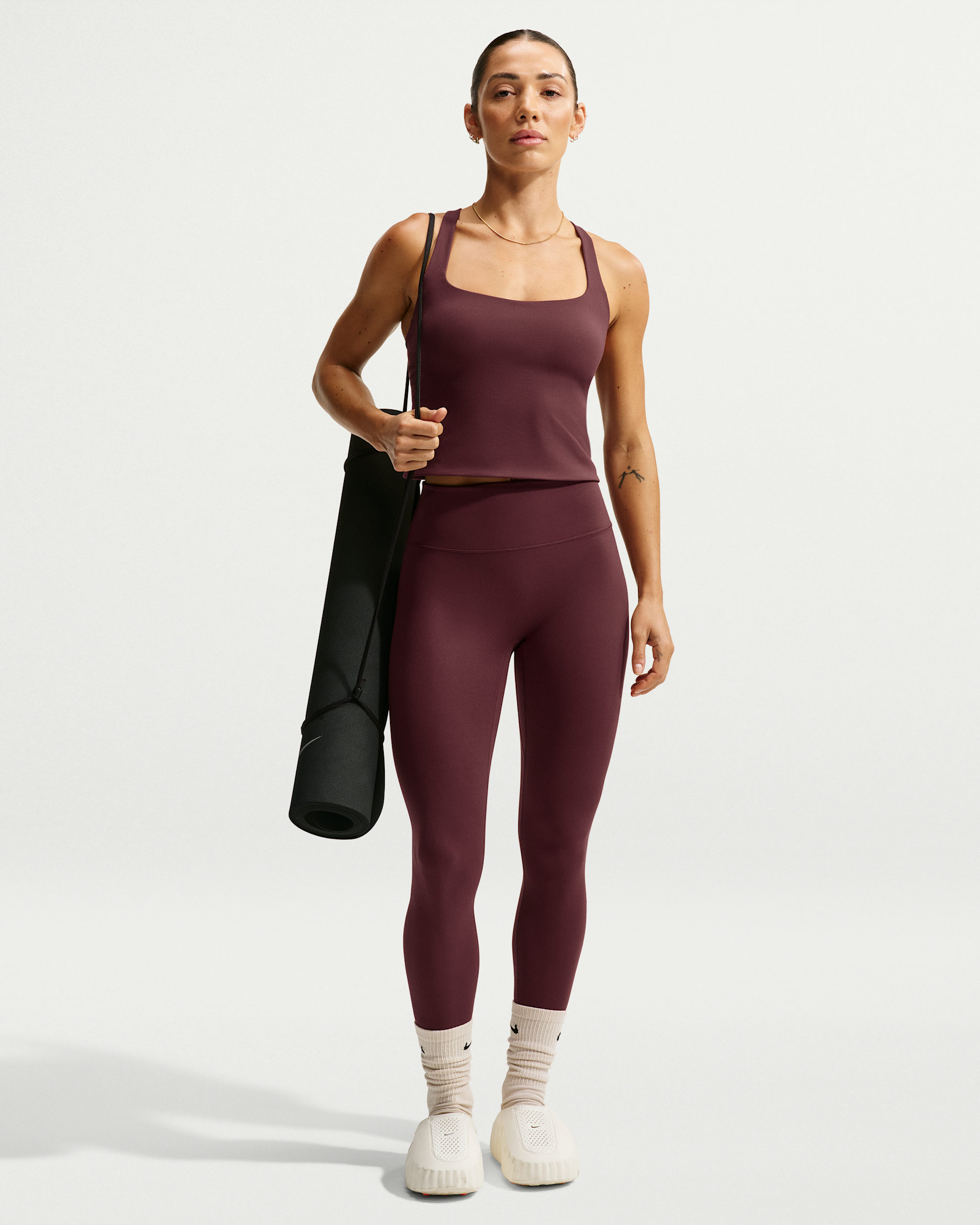 Legging 7/8 taille haute sans couture avant Nike Zenvy pour femme - Mystic Dates/Blanc