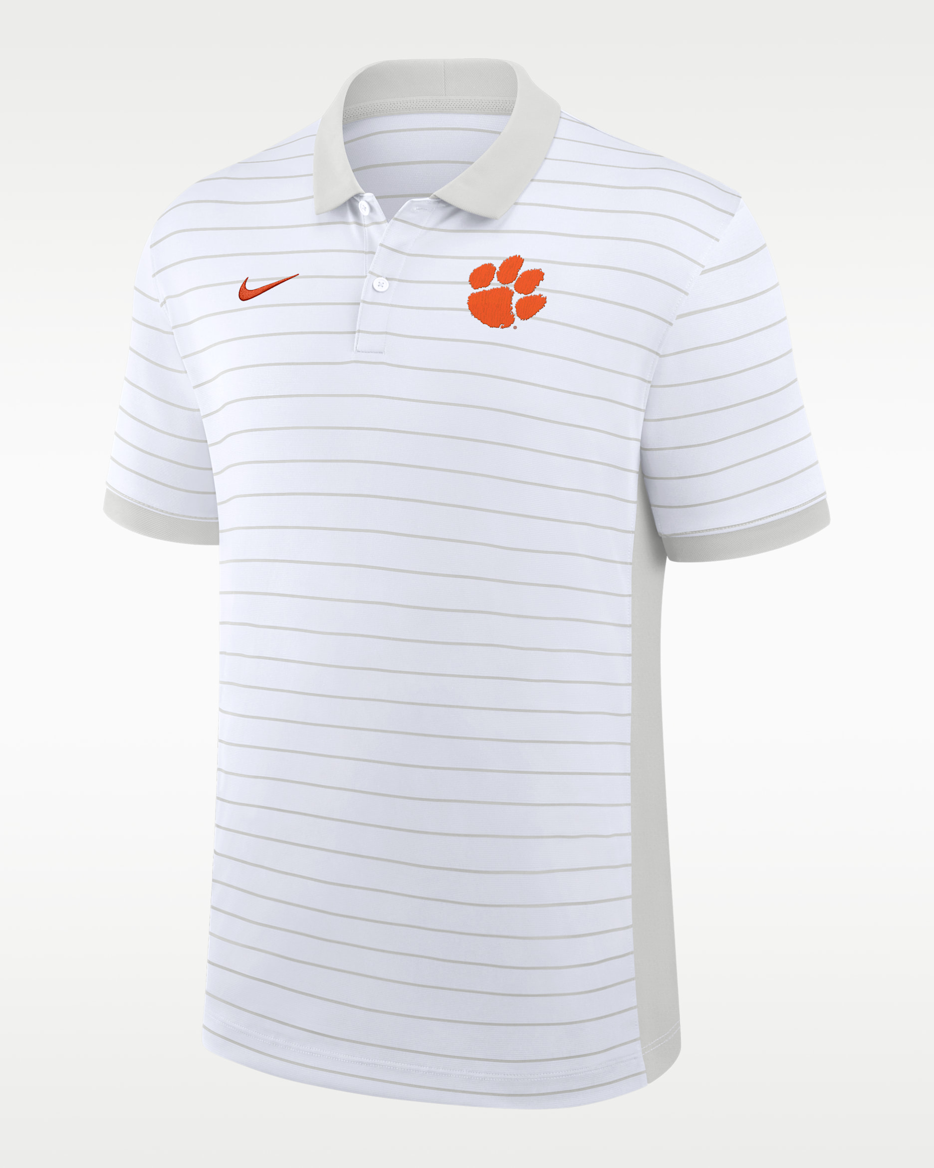Clemson Sideline Victory Stripe Men's Nike Dri-FIT College Polo - White