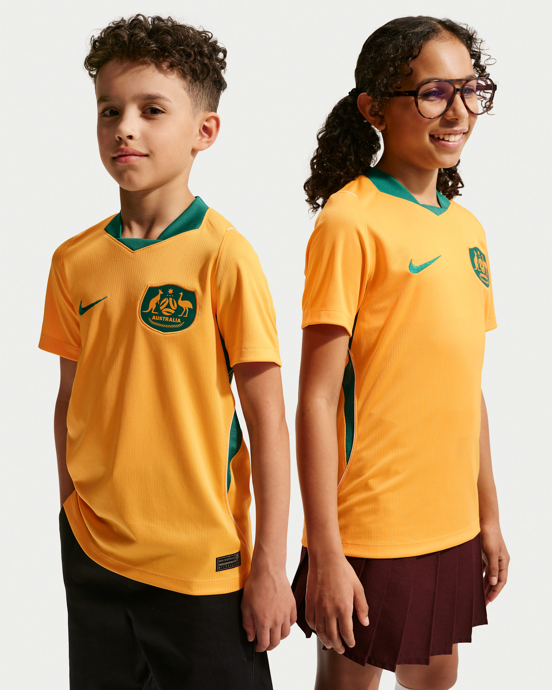 Australia 2026 Stadium Home Big Kids' Nike Dri-FIT Soccer Jersey - Sport Gold/Mystic Green/Sail/Mystic Green