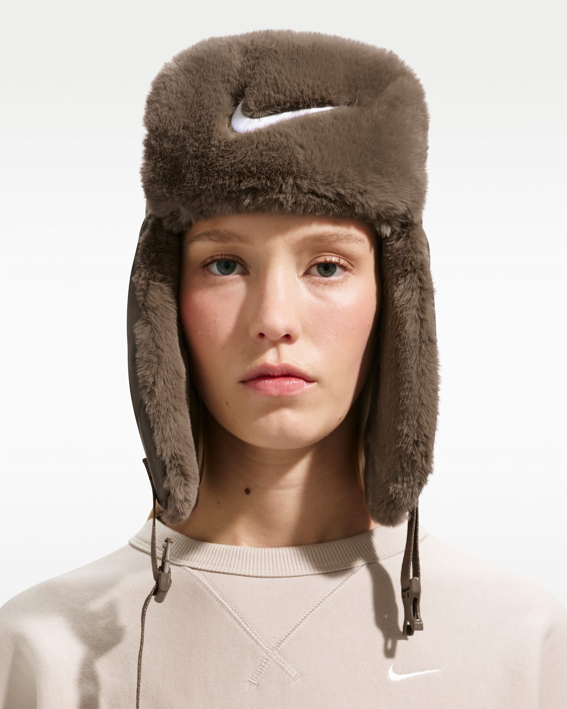 Nike Fly Leather Trapper Cap - Ironstone/Mink Brown/White