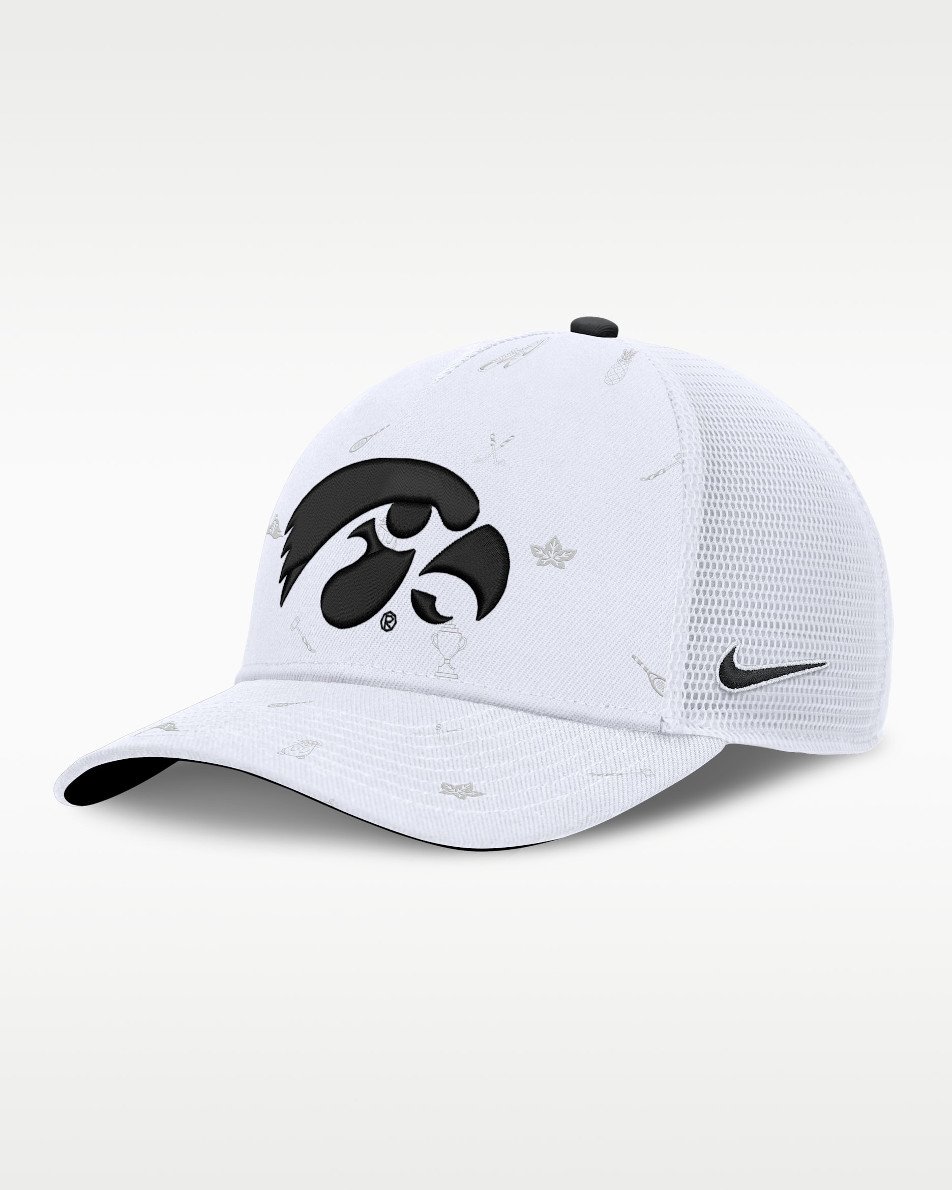 Iowa Country Club Golfin' Rise Men's Nike College Trucker Adjustable Hat - White