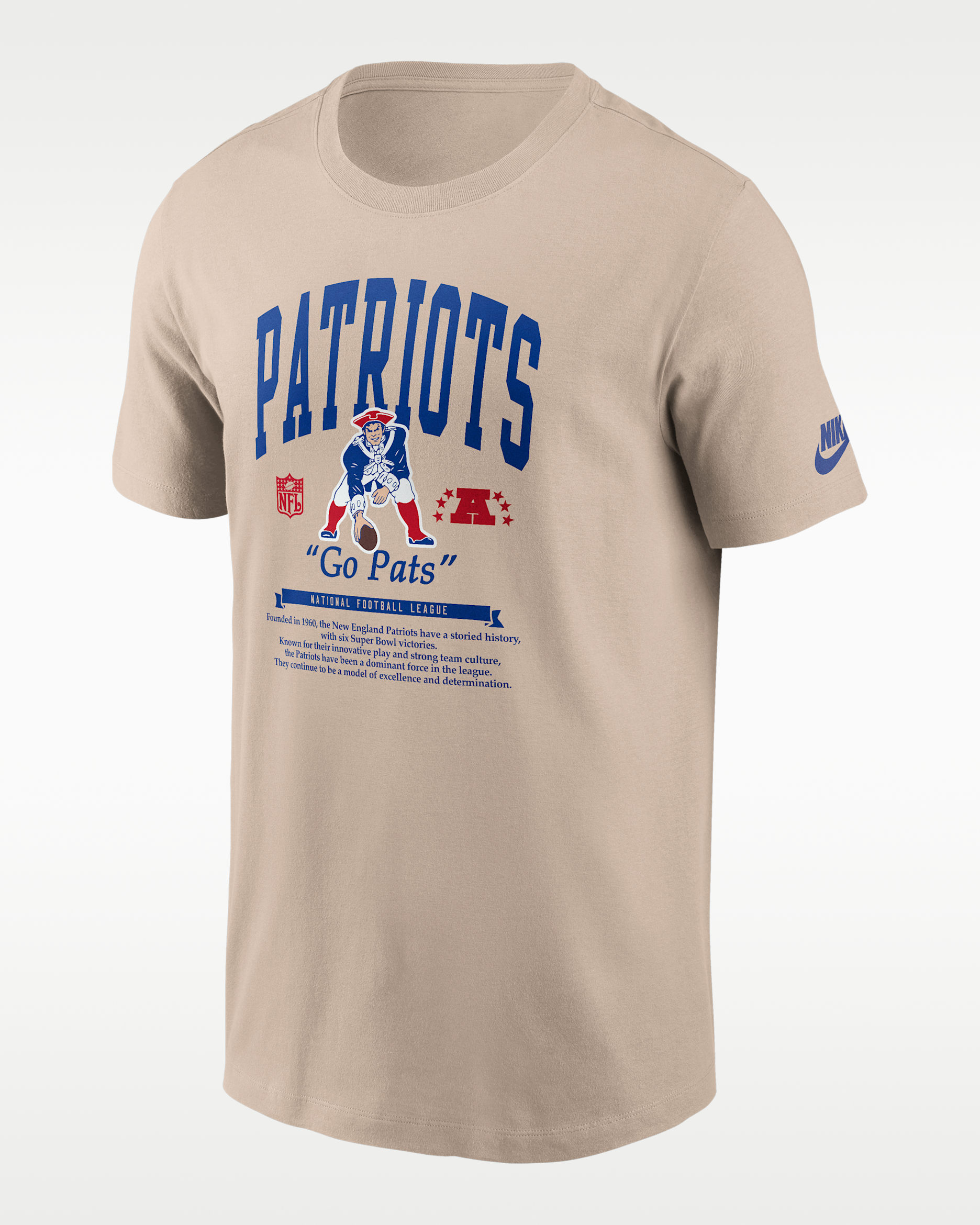 New England Patriots Rewind Men's Nike NFL T-Shirt - Sand