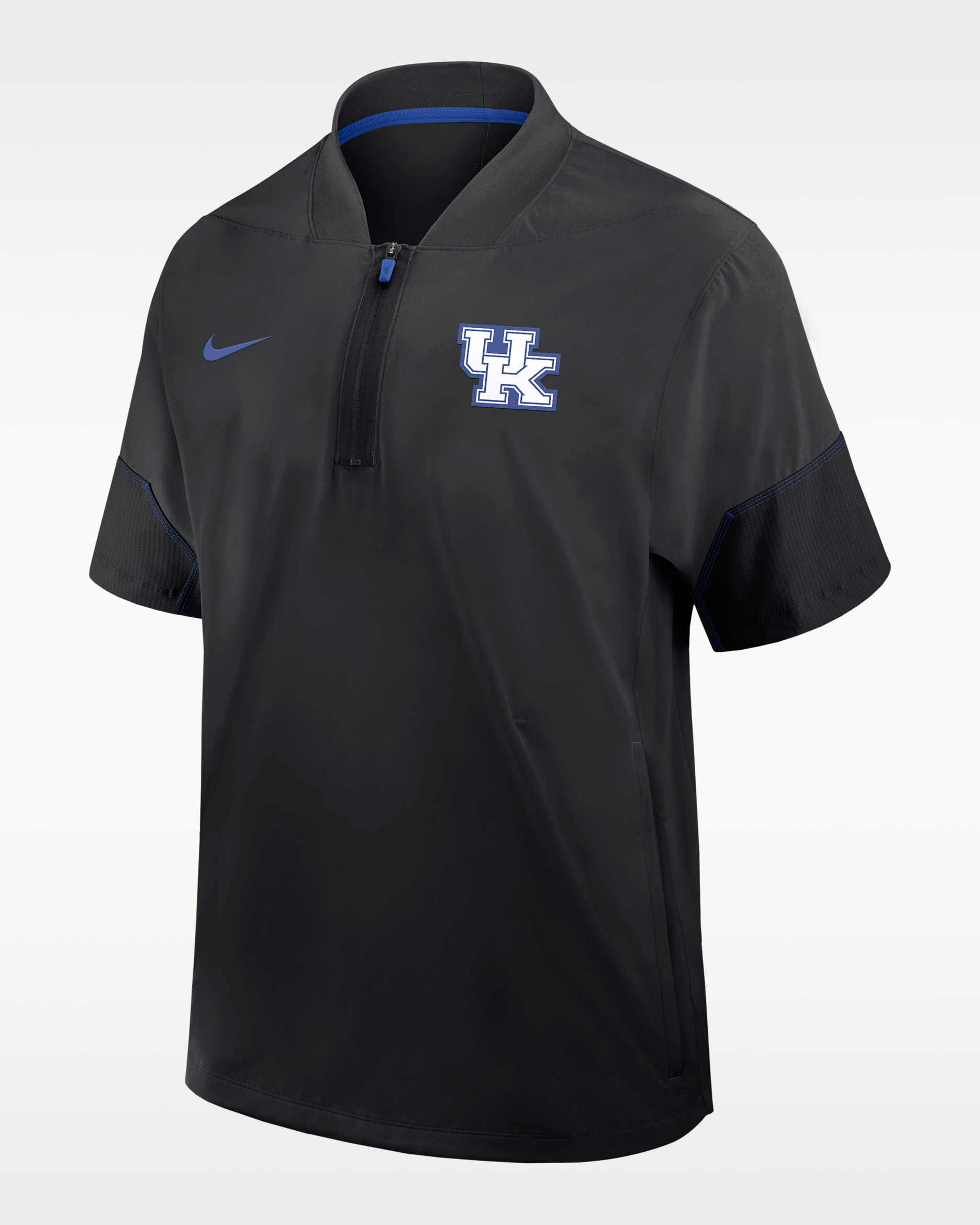 Chamarra con gorro de manga corta universitaria Nike de medio cierre para hombre Kentucky Sideline Coach - Negro