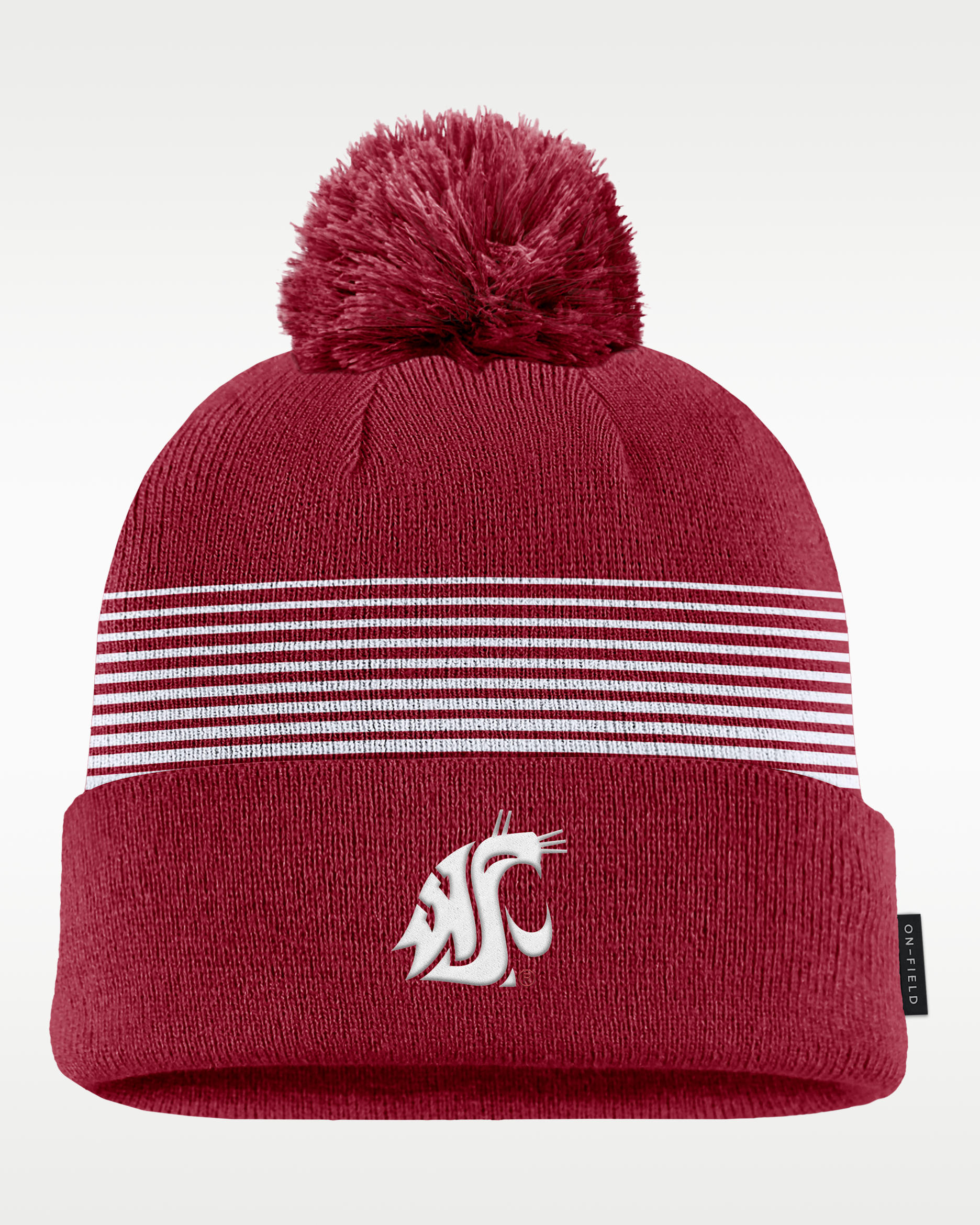 Washington State Sideline Peak Men's Nike College Cuffed Pom Beanie - Team Crimson