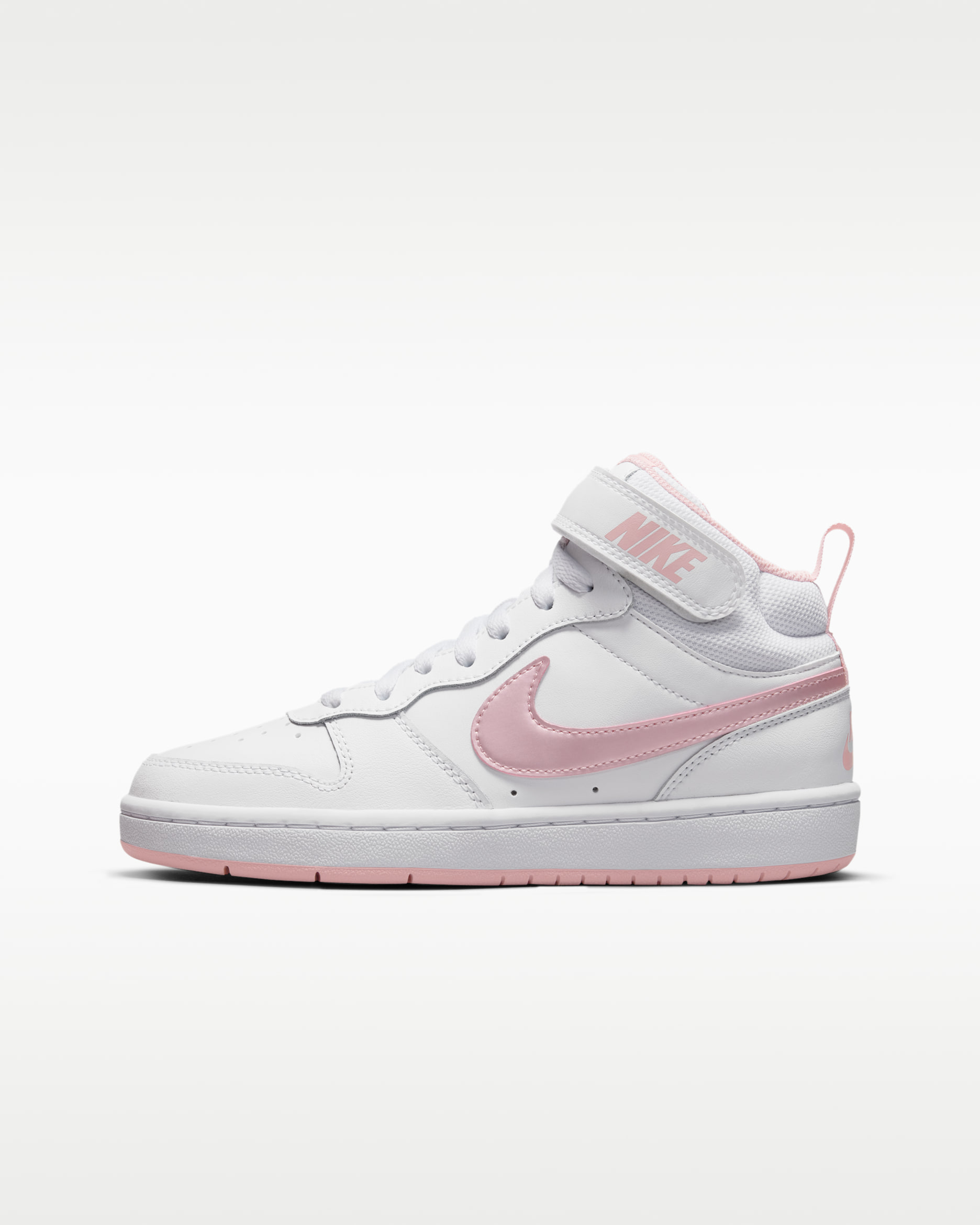 Tenis para niños grandes Nike Court Borough Mid 2 - Blanco/Rosa vidrio